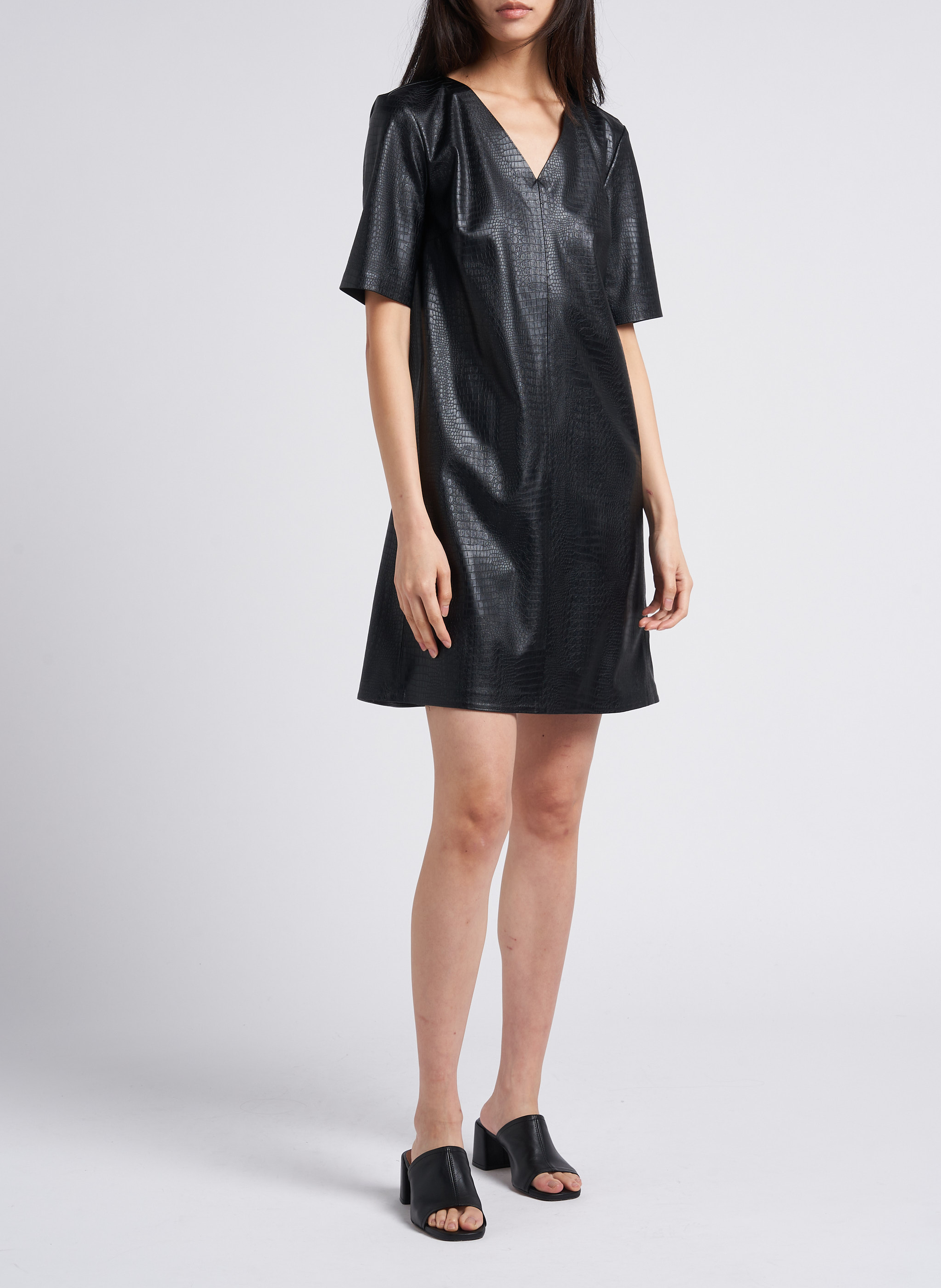 Gerade geschnittenes Kurzkleid in Kroko-Optik MAX MARA LEISURE Schwarz