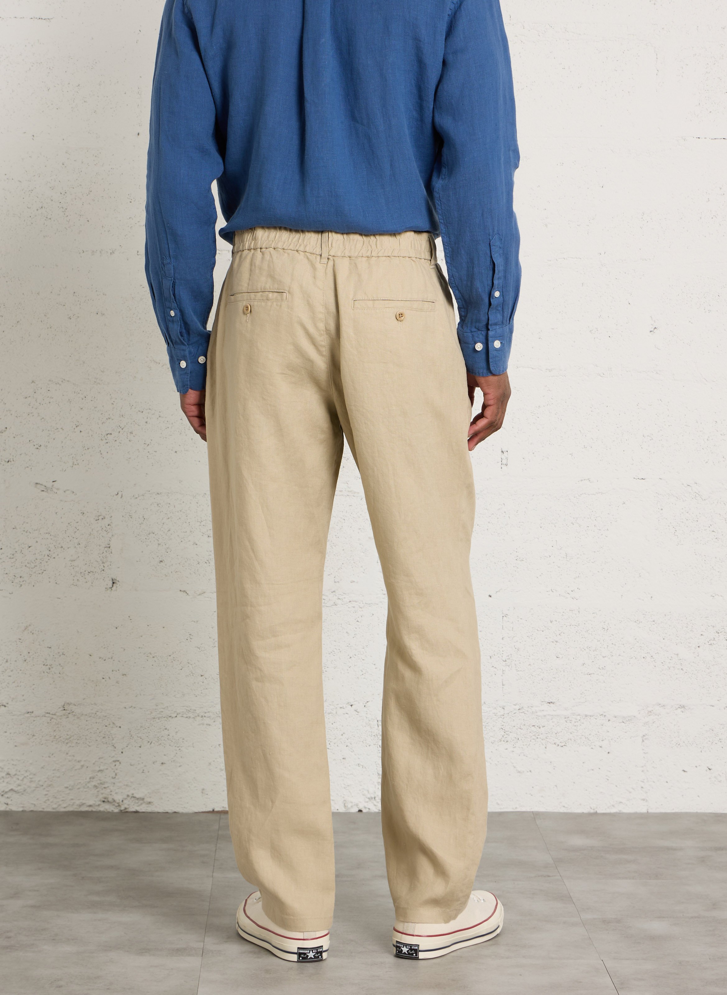Pantalon droit uni en lin GANT Beige