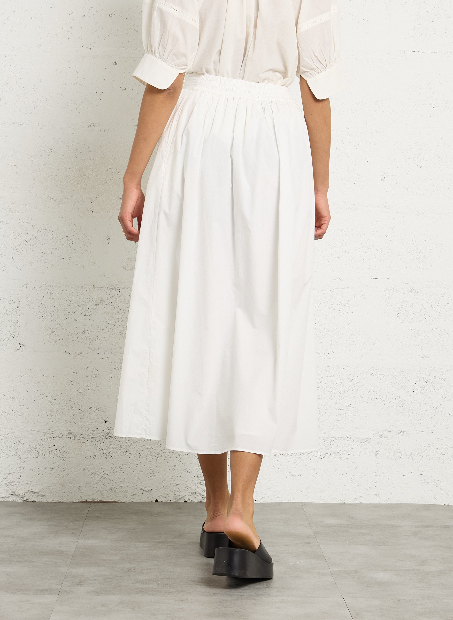 Jupe midi évasée en coton BELLEPIECE Blanc
