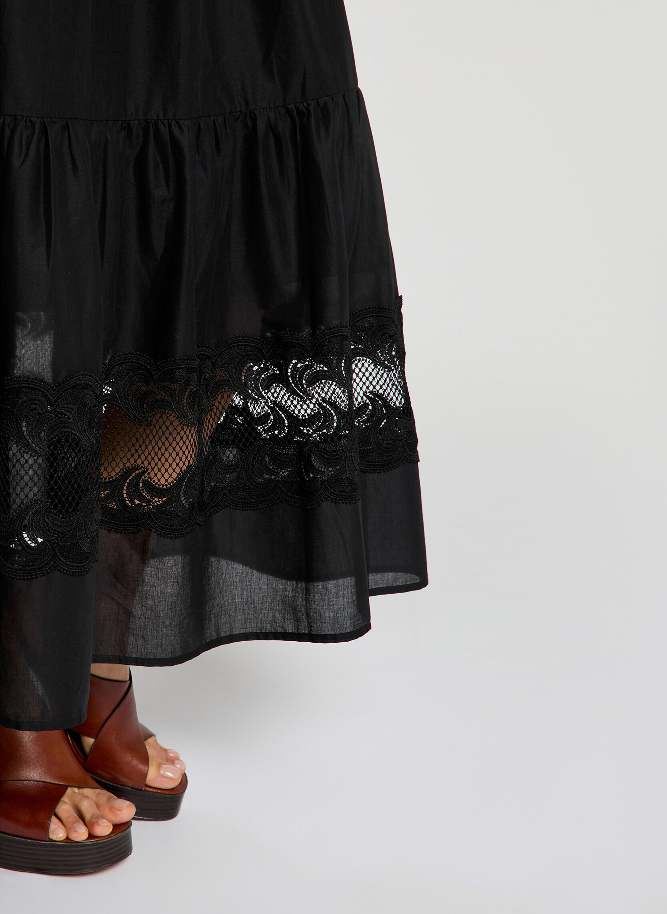 Weite Baumwollrock MORGAN Schwarz