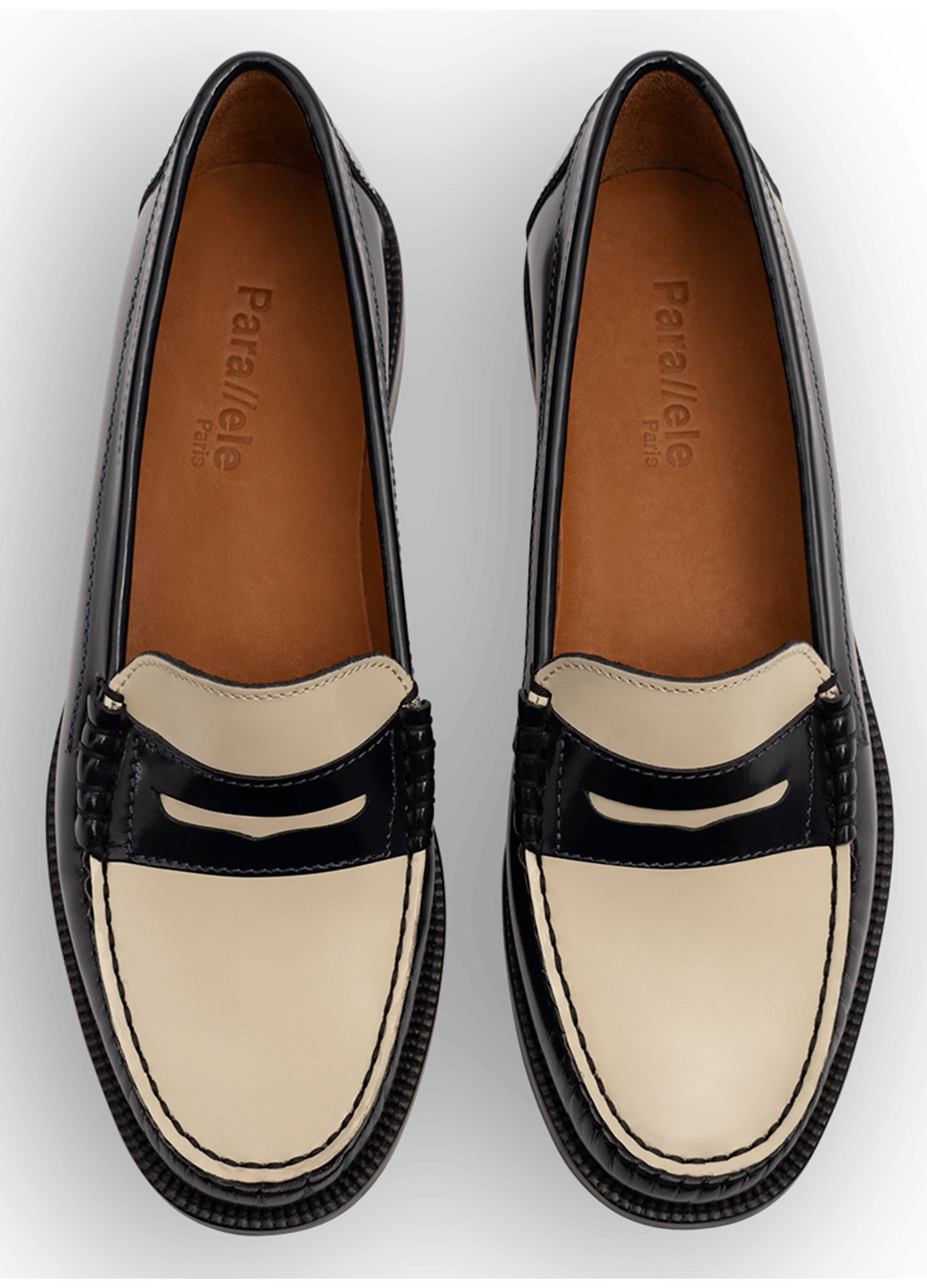 Navy brushed leather moccasins PARALLELE PARIS Blue