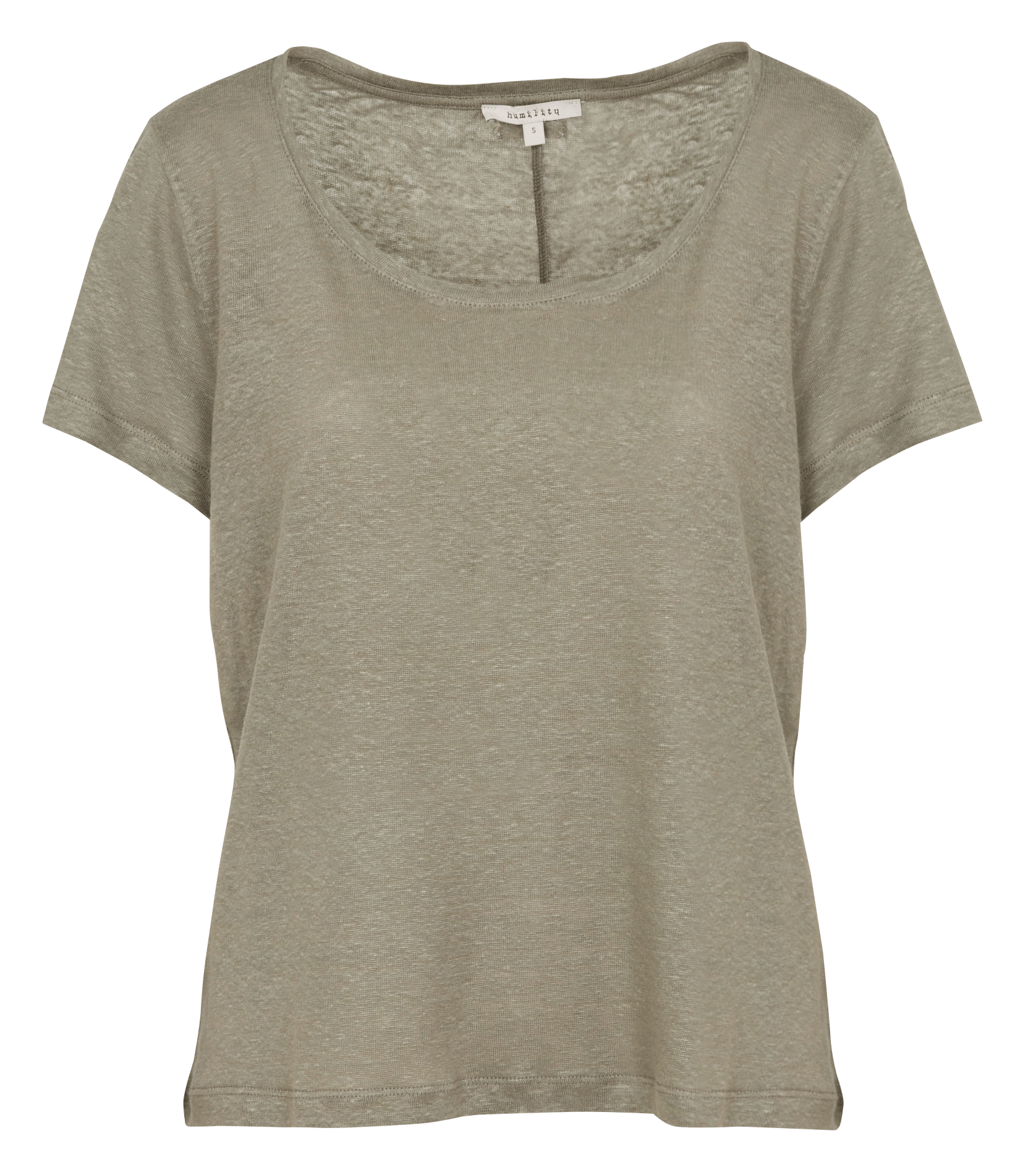 Loose straight linen tee-shirt HUMILITY Green