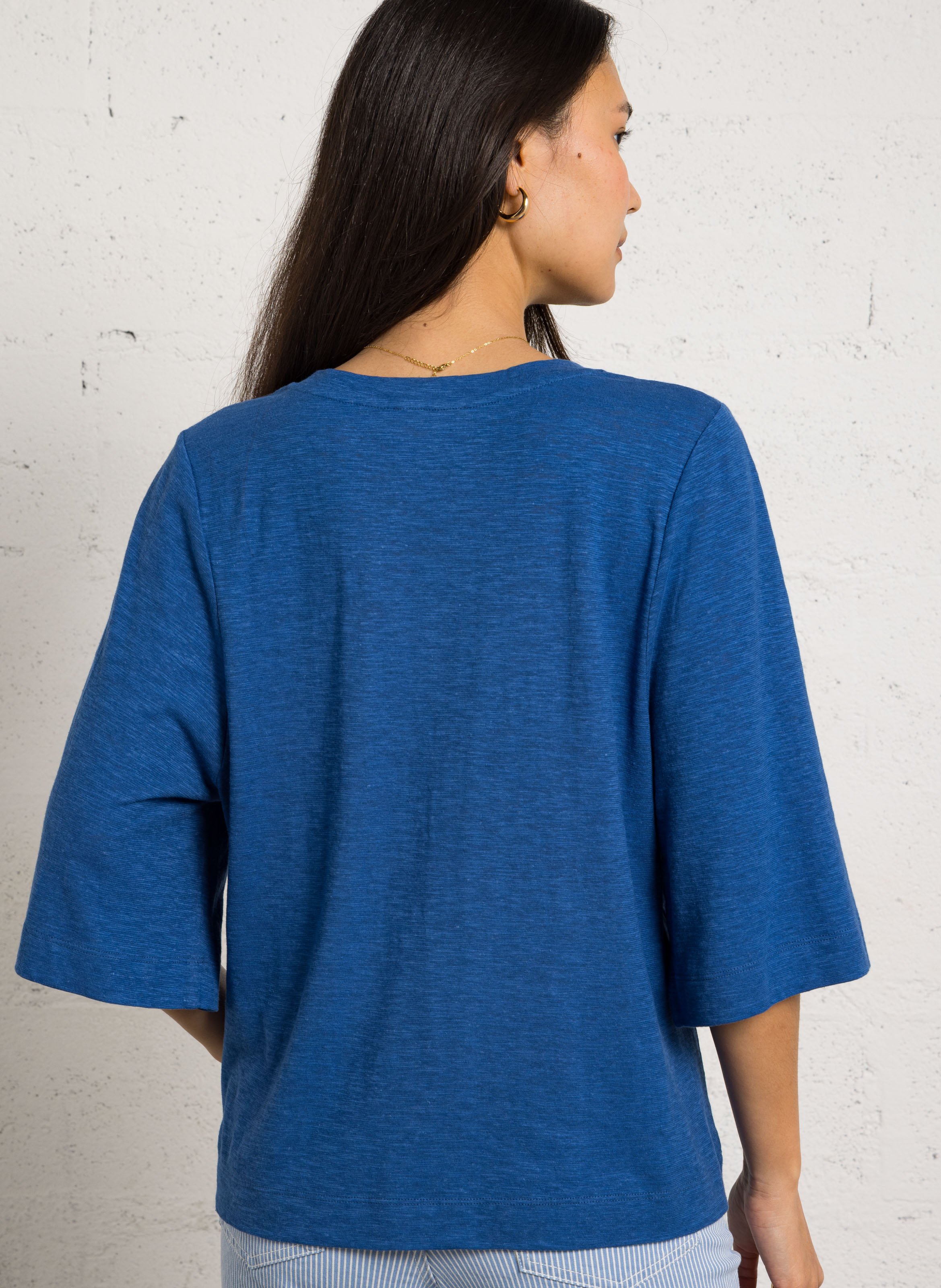 Effen top met lange mouwen en ronde hals MAISON 123 Blauw