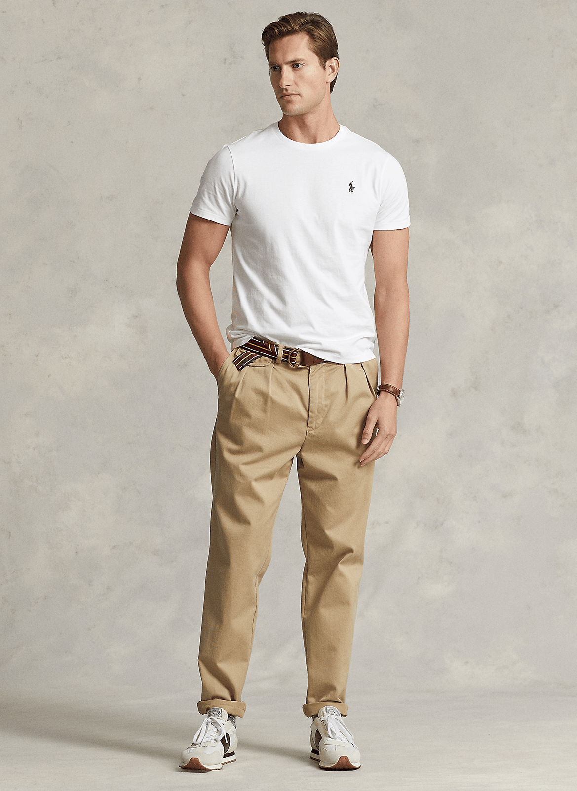 Rundhals-T-Shirt aus Baumwolle mit Pony Player, Slim Fit POLO RALPH LAUREN Weiss