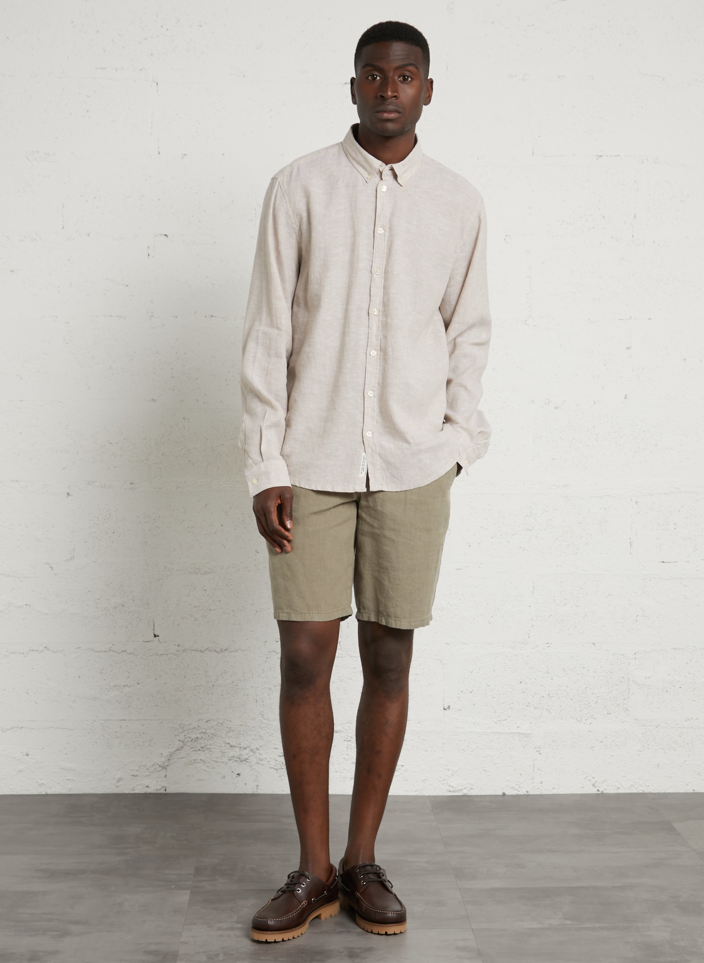 Chemise col classique en lin mélangé CASUAL FRIDAY Gris