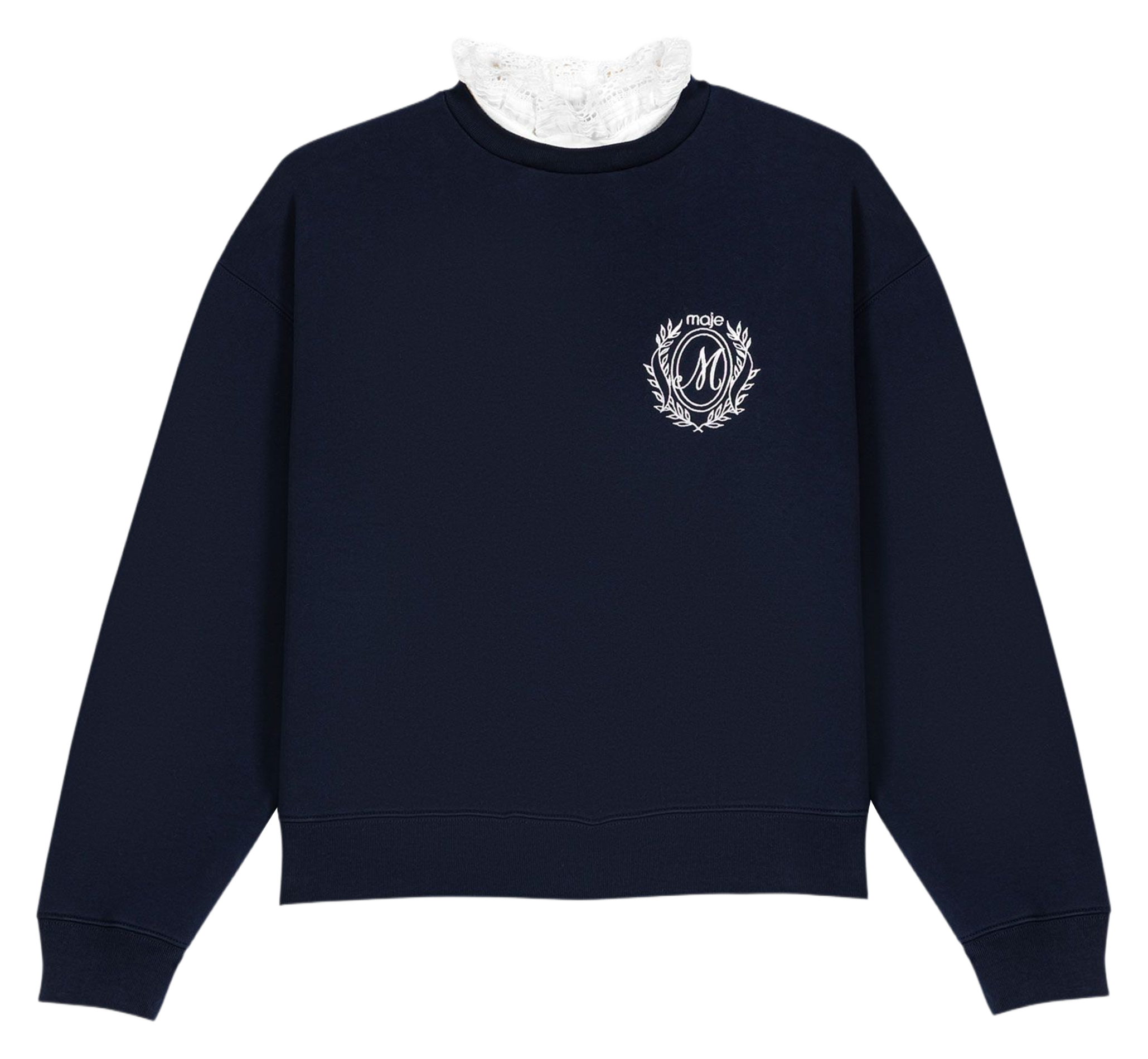Rechte sweatshirt met juweeldetail in katoen MAJE Blauw