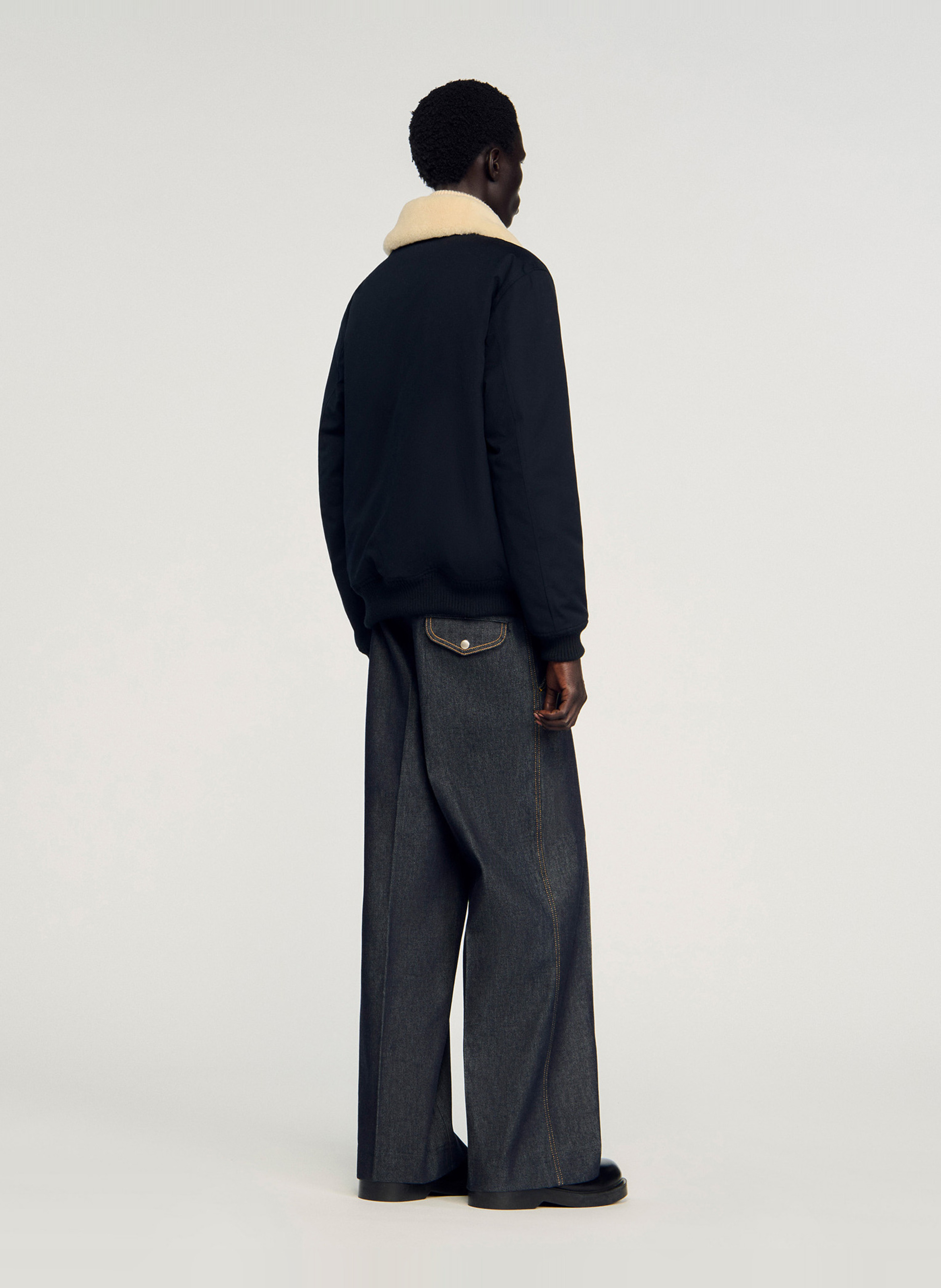 Blouson col classique en coton SANDRO Bleu