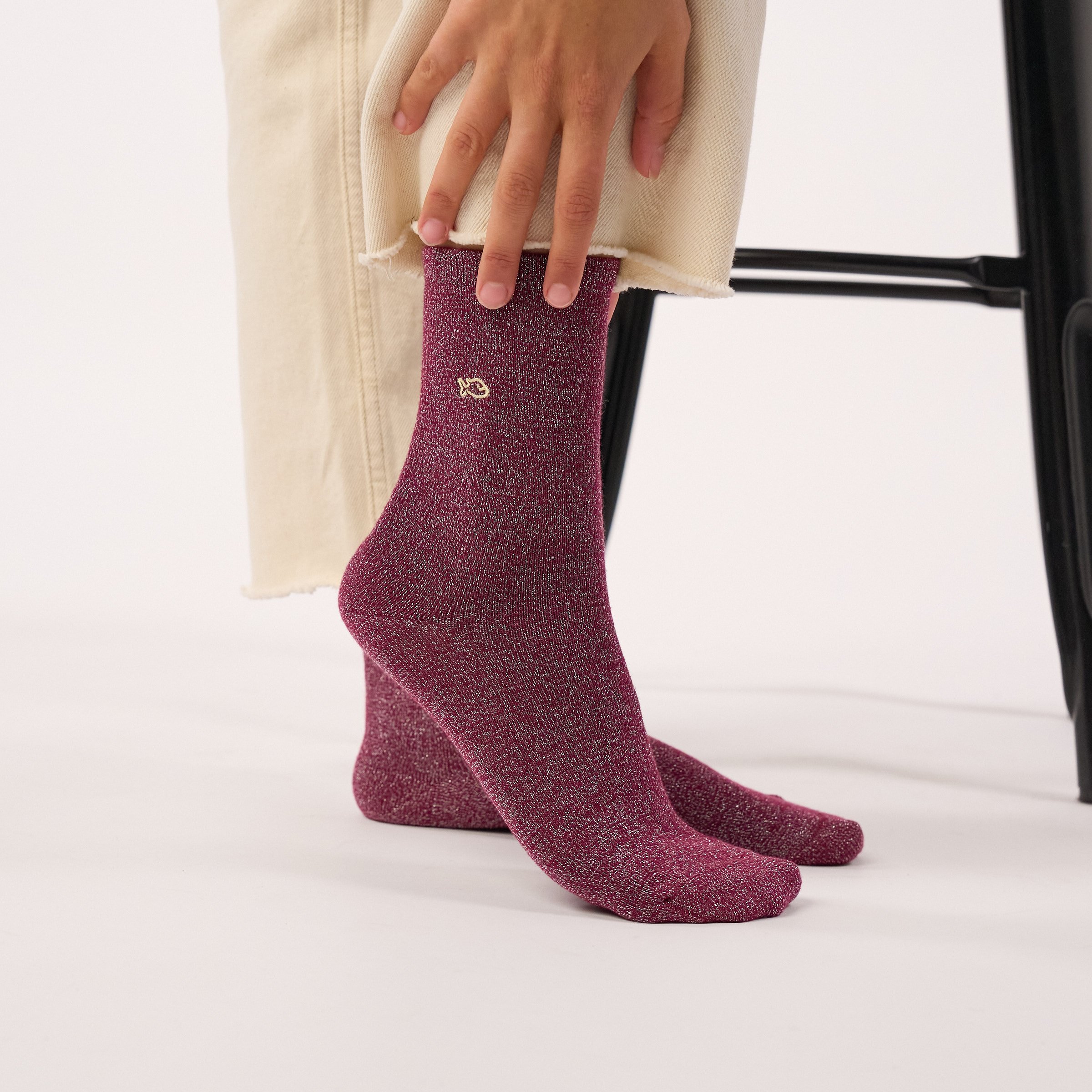 Solid Combed Cotton Glittery Socks | Purple BILLYBELT Women