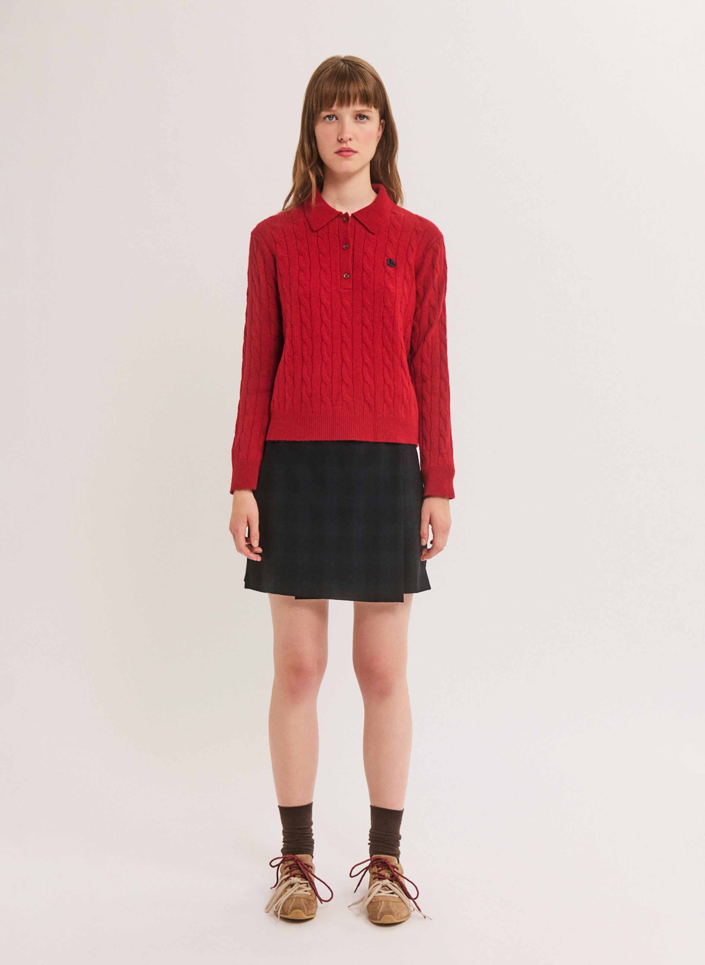 Twisted knit polo PABLO Red