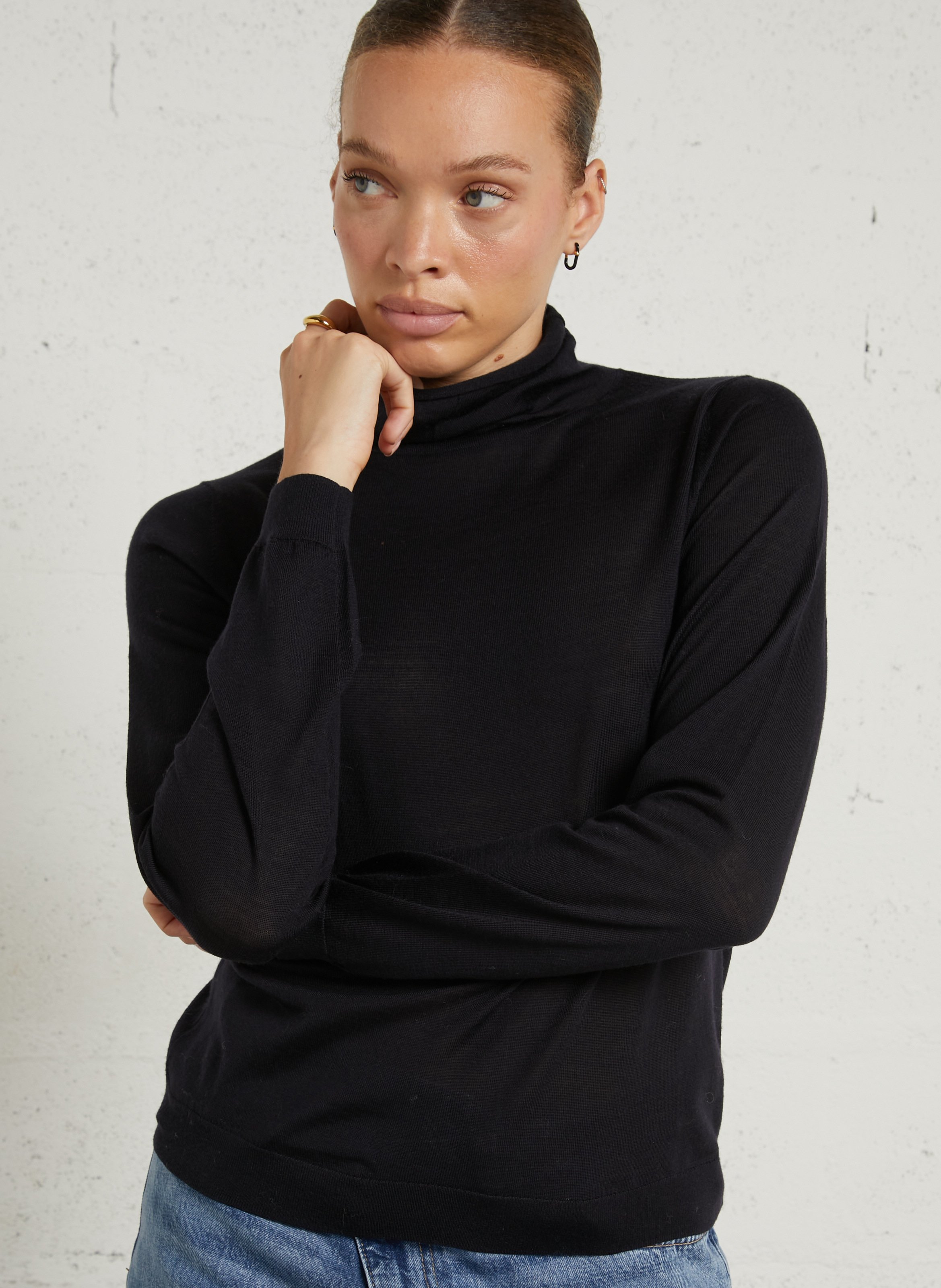 Wollpullover mit Stehkragen HARTFORD Blau