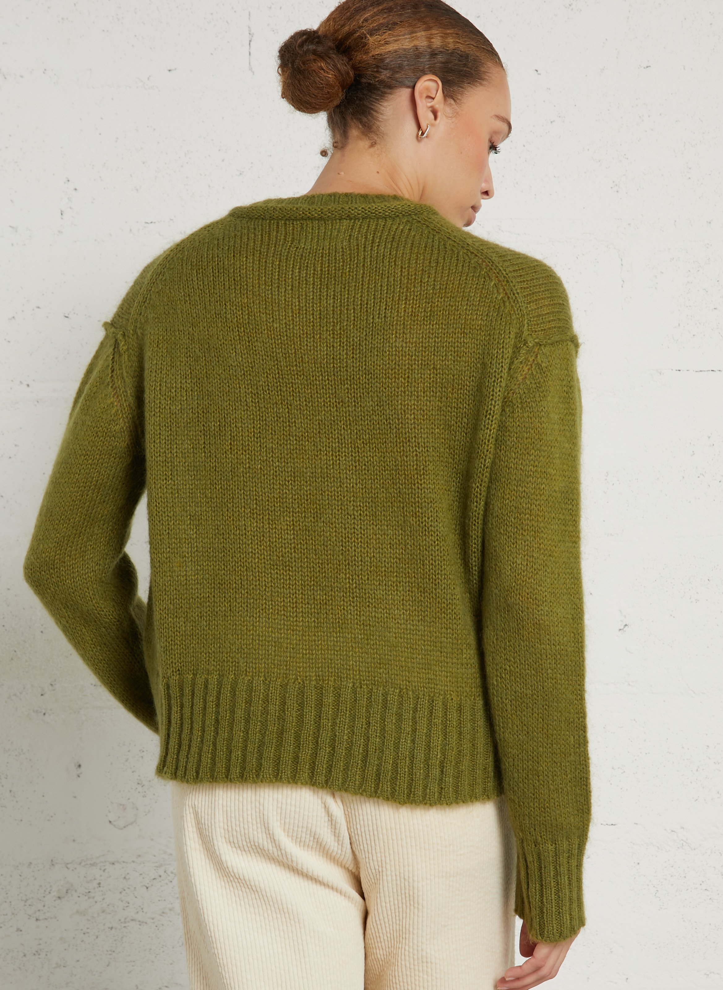 Pull col rond en laine mélangée BELLA JONES Vert