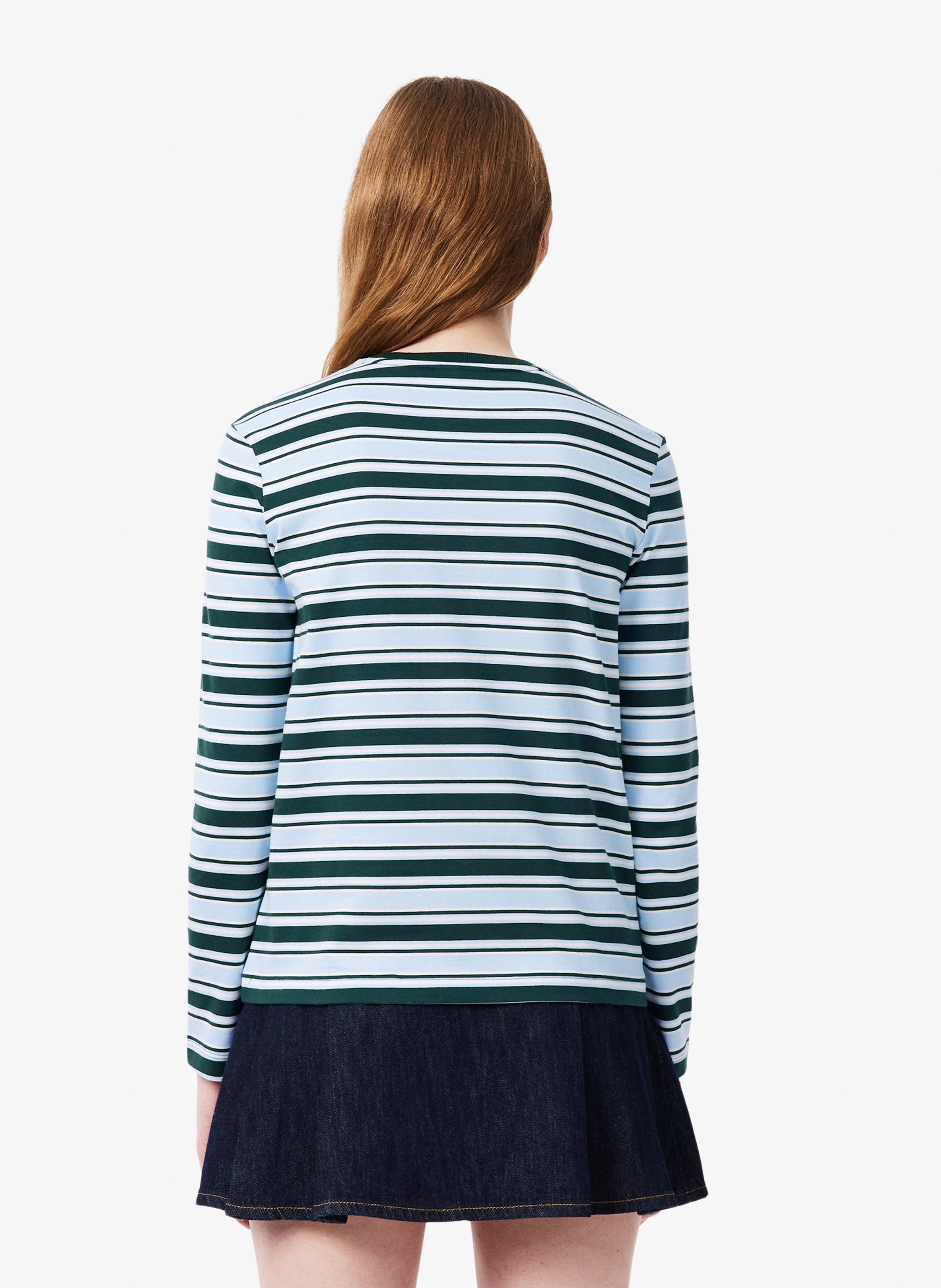 Gerader Rundhalsstreifen-T-Shirt aus Baumwolle LACOSTE Mehrfarbig