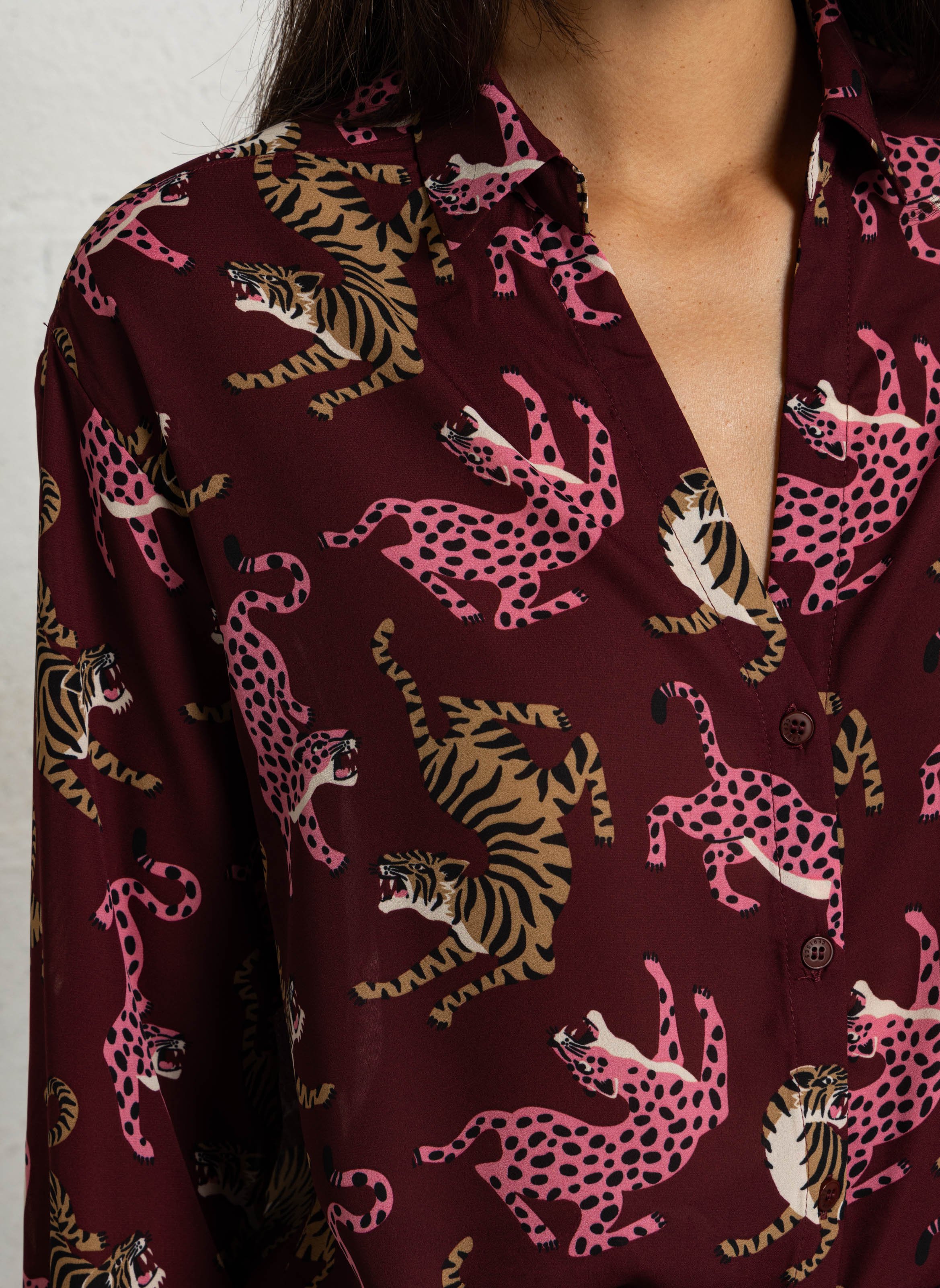 Chemise droite col classique imprimée LE TEMPS DES CERISES Rouge