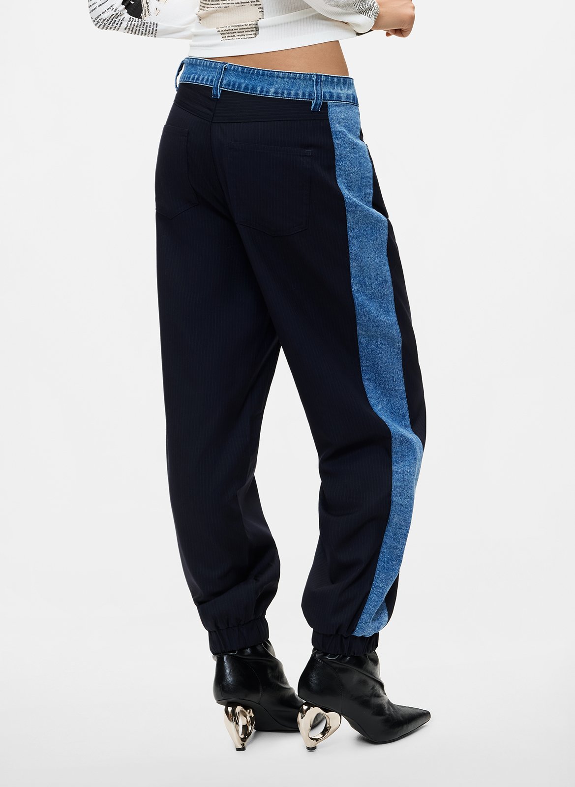 Wide-leg bi-material pants DESIGUAL Blue