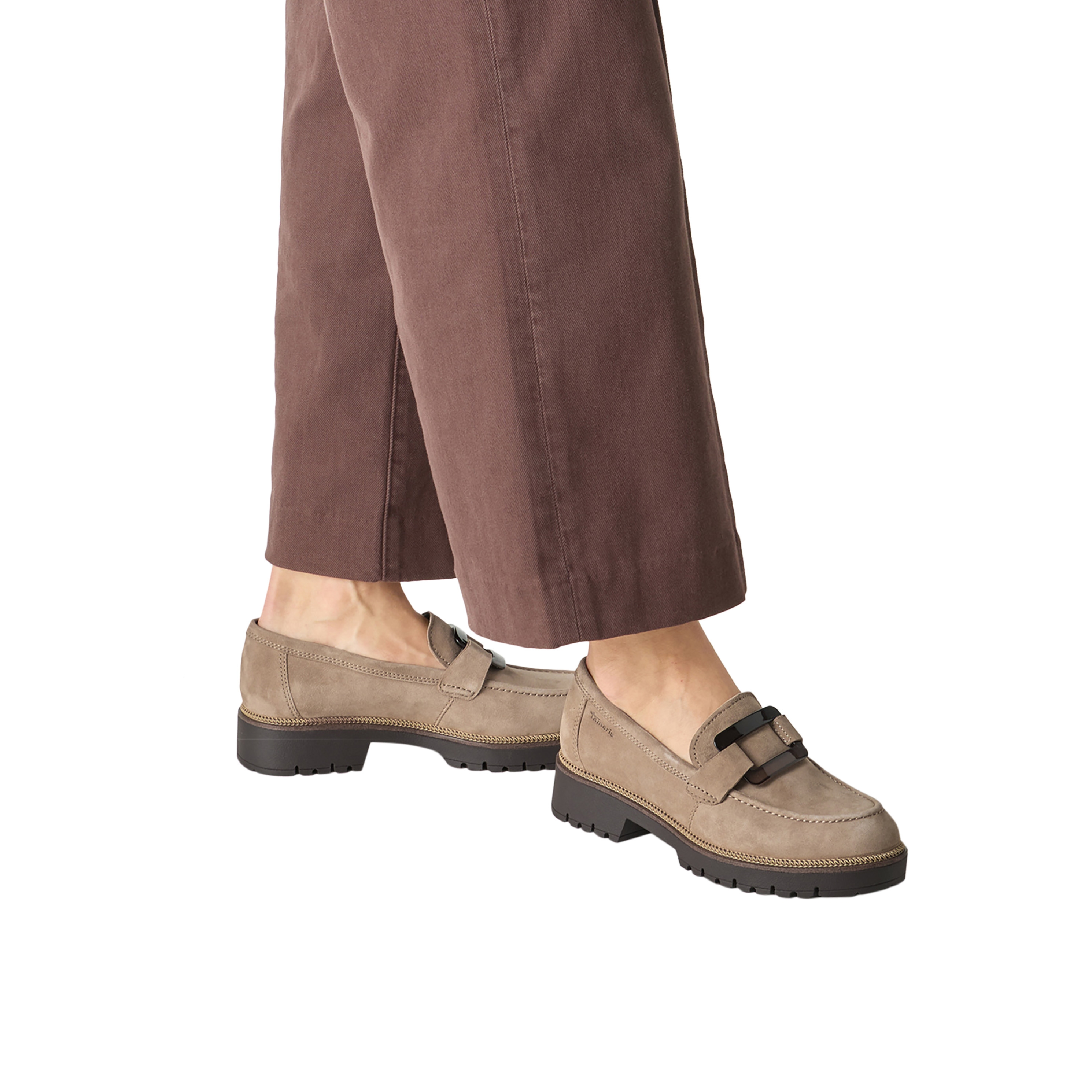 Leather moccasins TAMARIS Brown