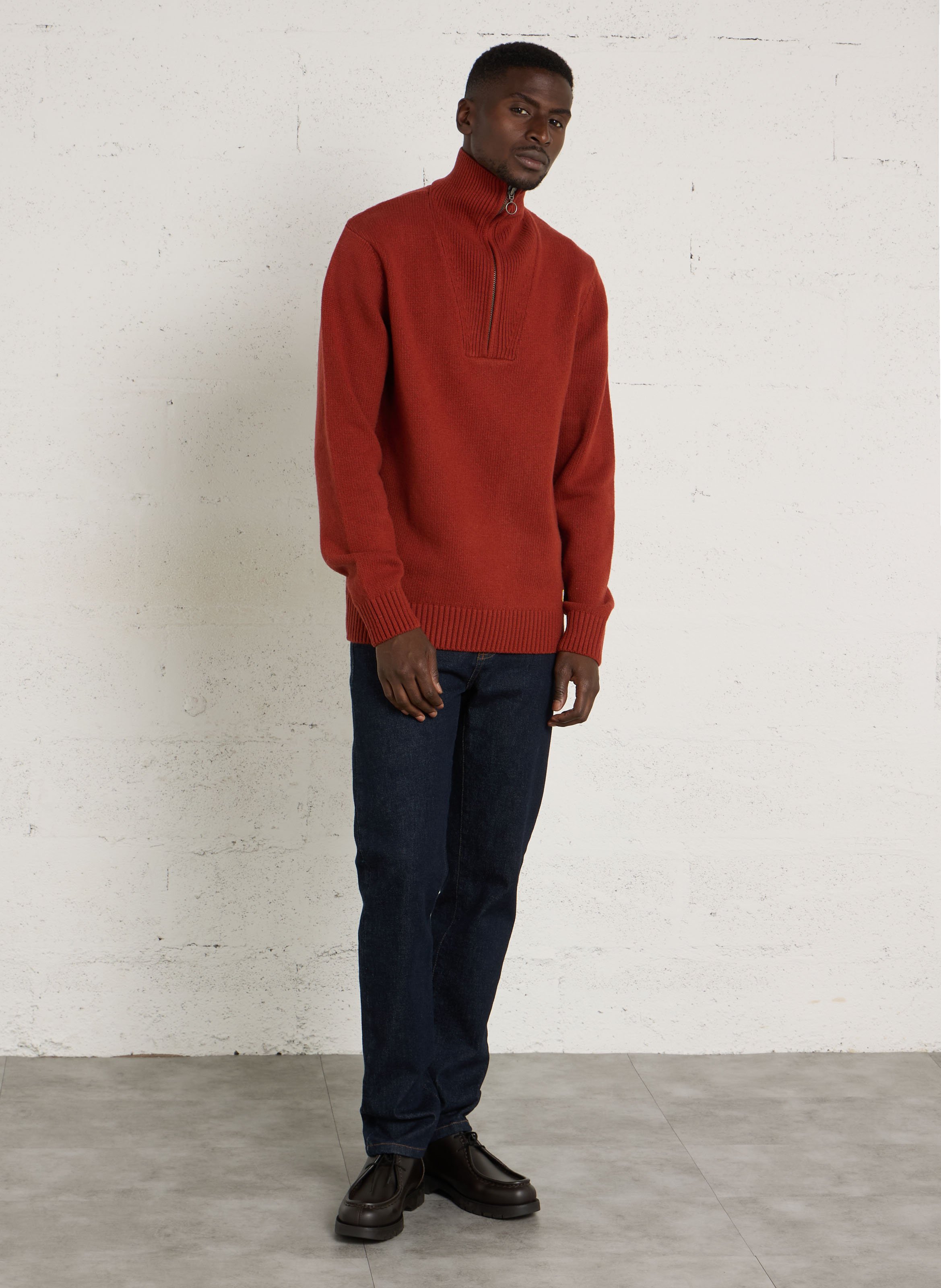 Gebreide trui met opstaande kraag van gemengde wol ARMOR LUX Rood