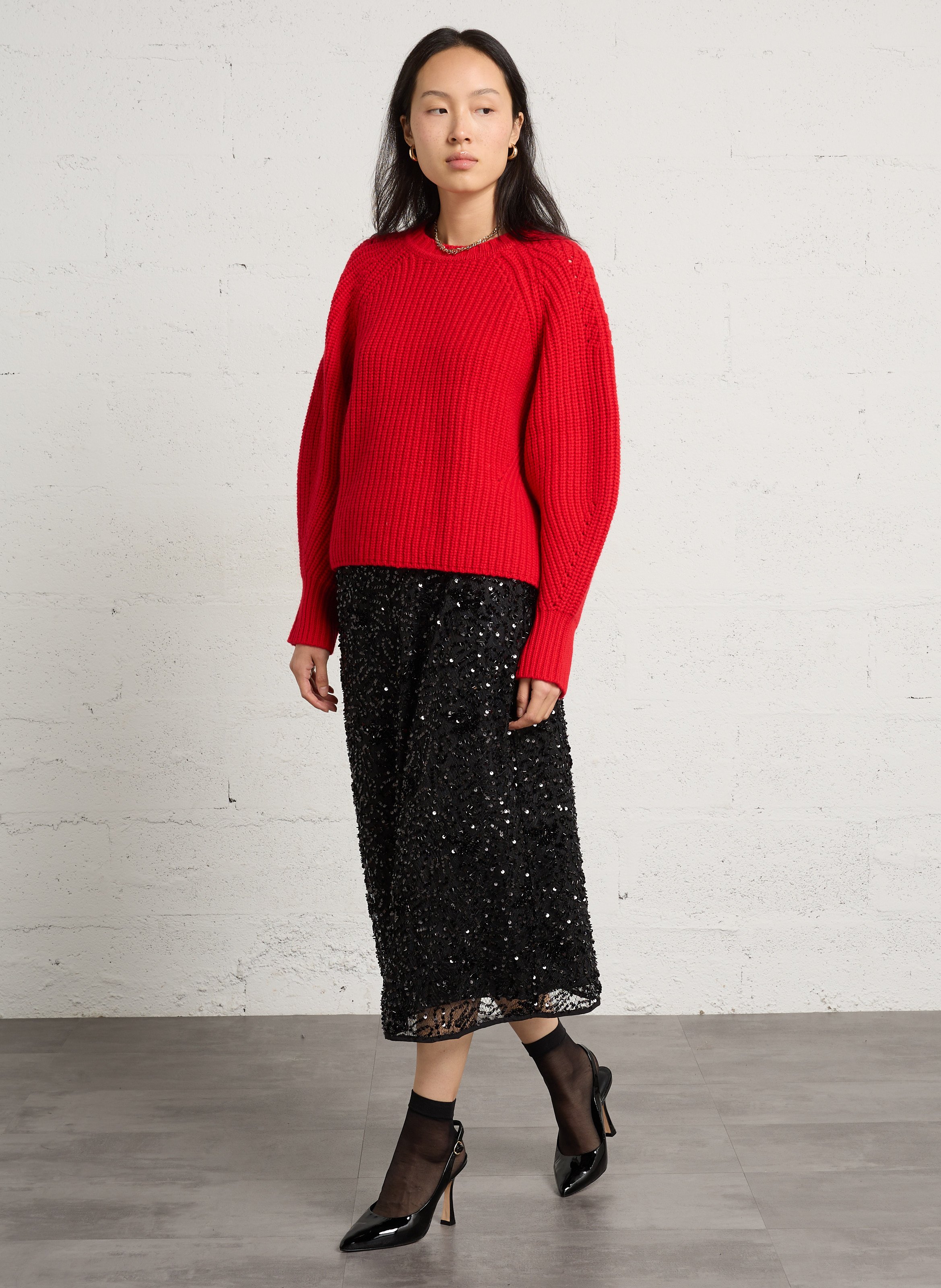 Halflange rok met lovertjes Floride  JC SOPHIE Zwart