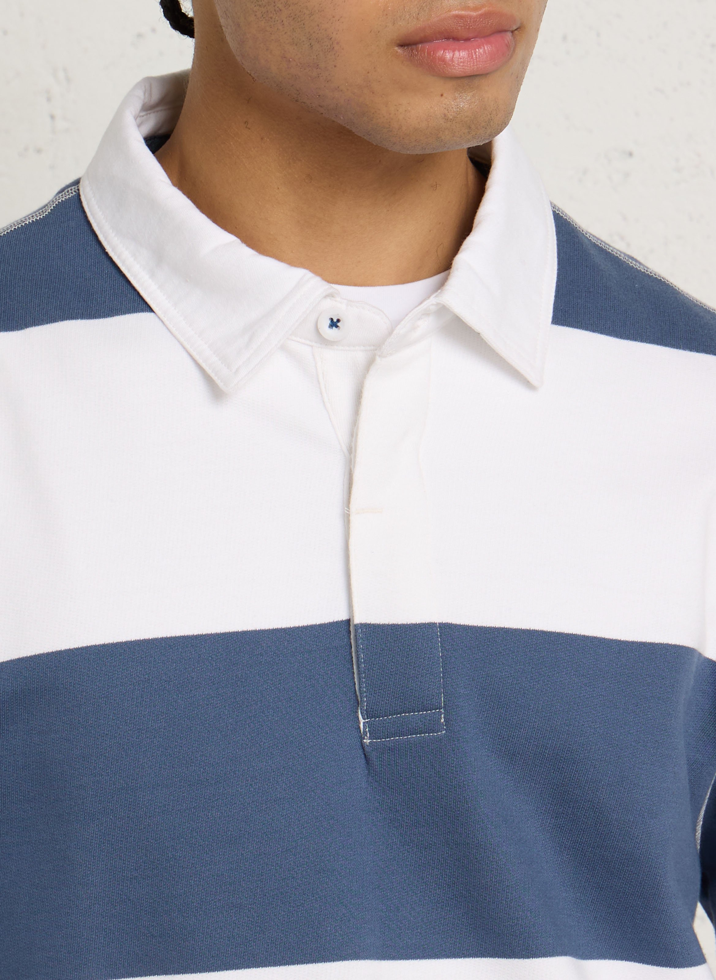 Gerade geschnittenes Poloshirt aus gestreifter Baumwolle PEPE JEANS Blau
