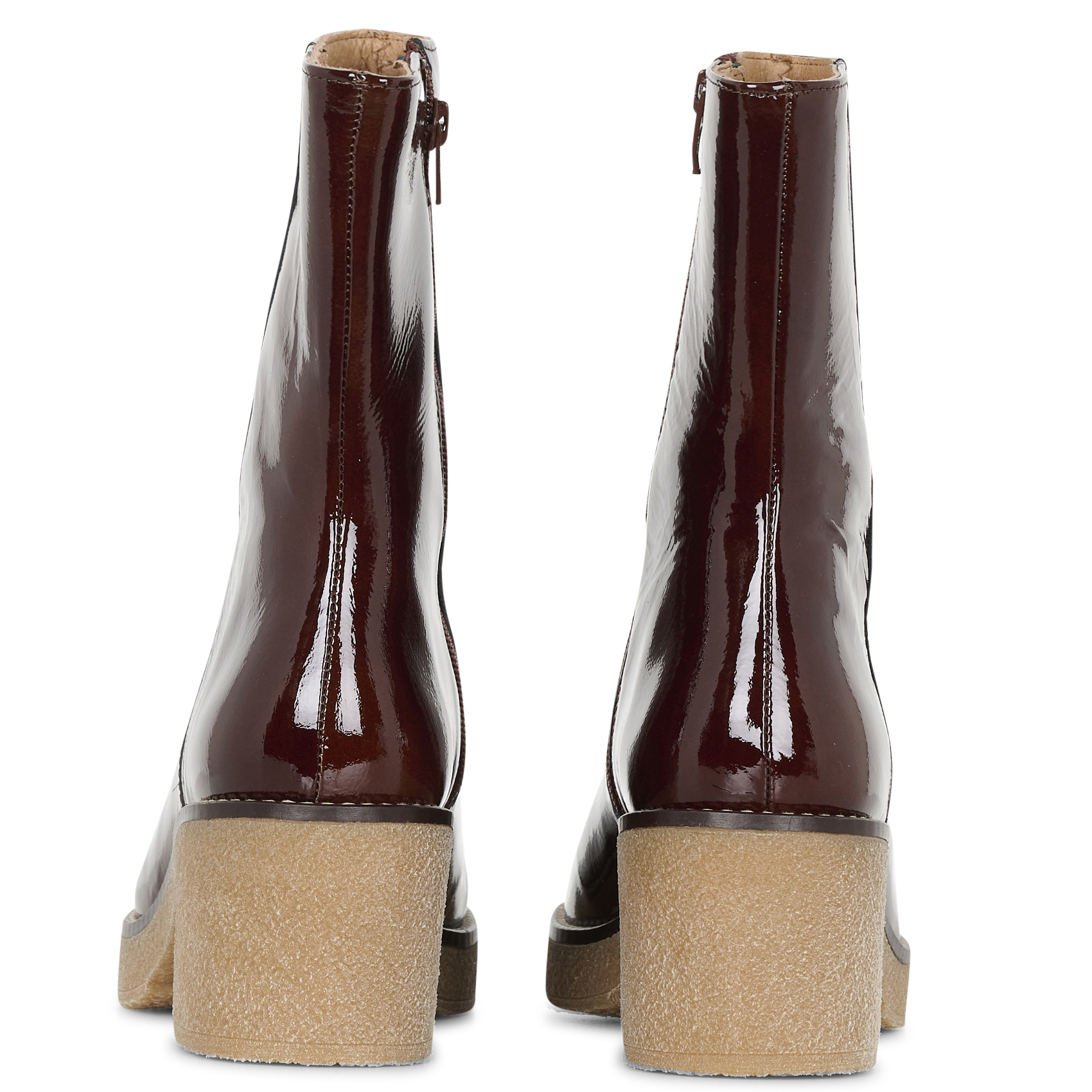 Bottines à talons en cuir verni PETITE MENDIGOTE Marron