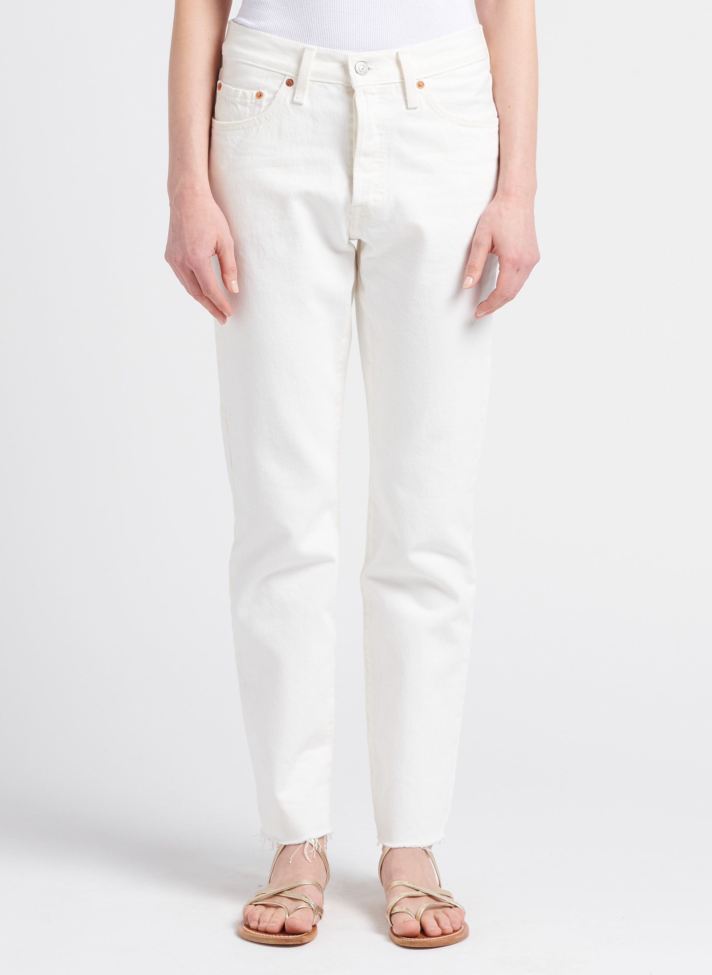 White Straight leg cotton jeans