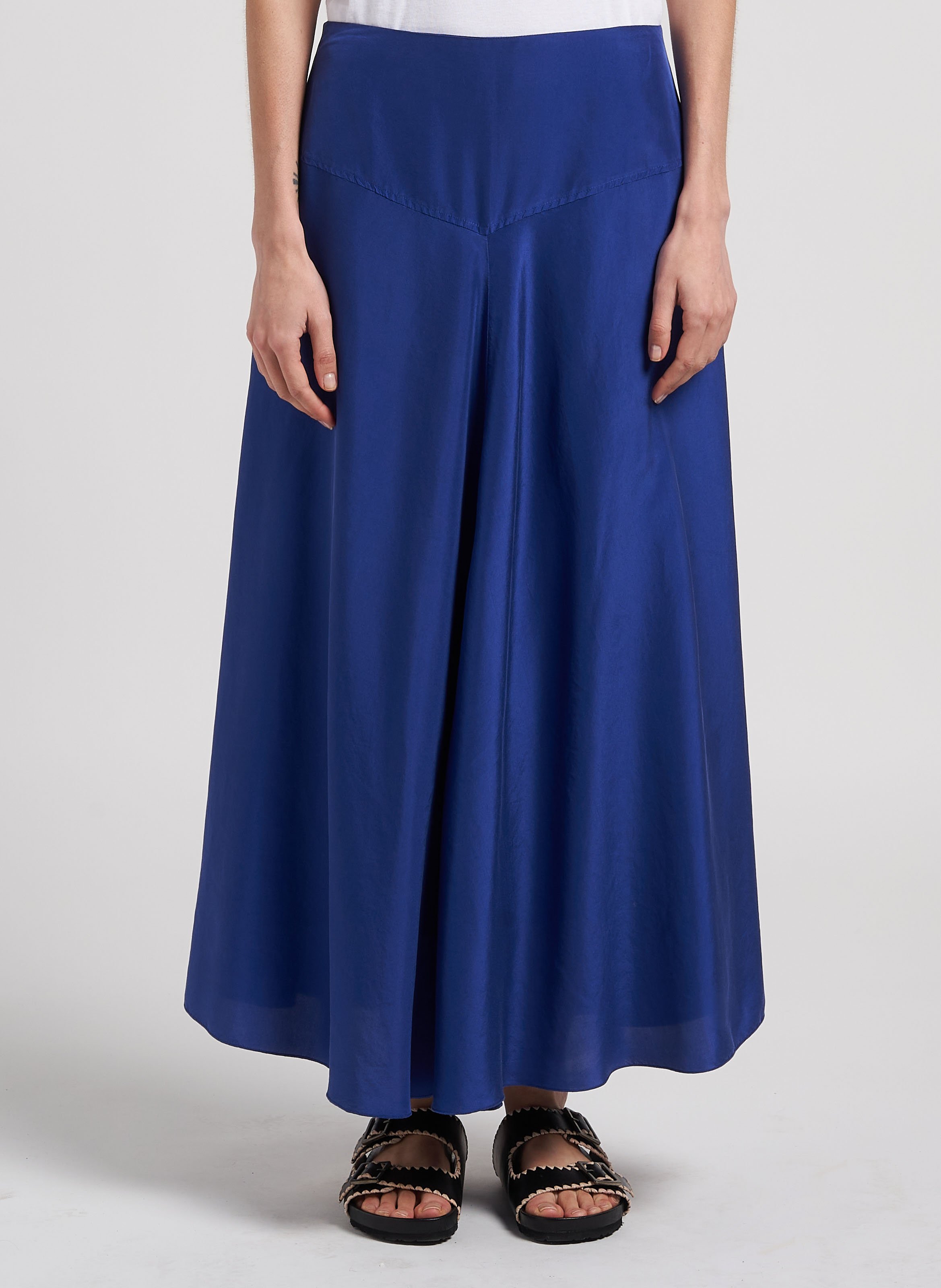 Long silk skirt POMANDERE Blue