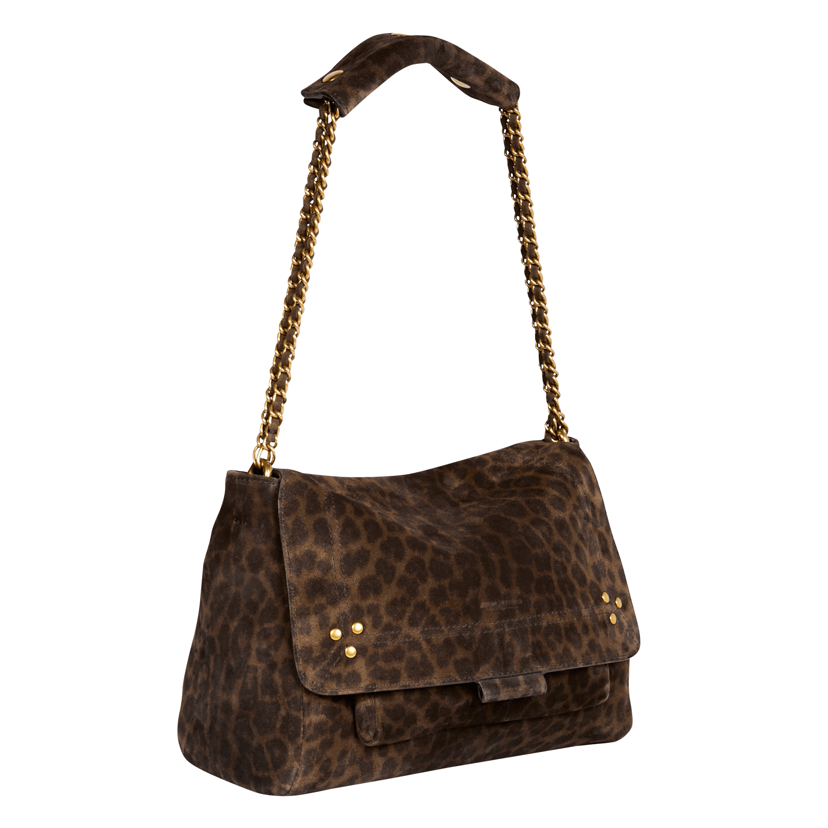 Leopard print leather messenger bag JEROME DREYFUSS Khaki