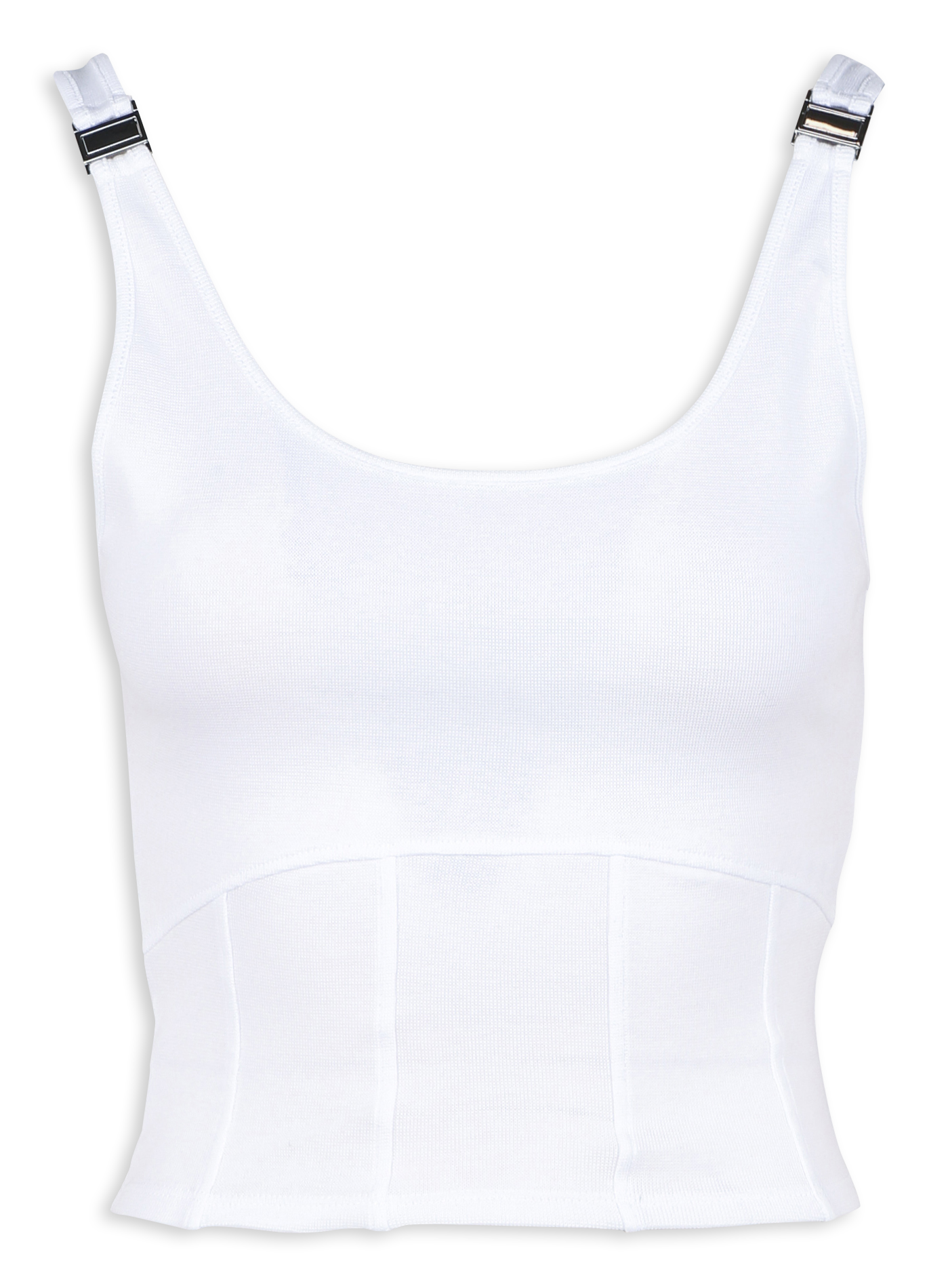 Top court décolleté au dos à bretelles fines en coton mélangé MARGAUX LONNBERG Blanc