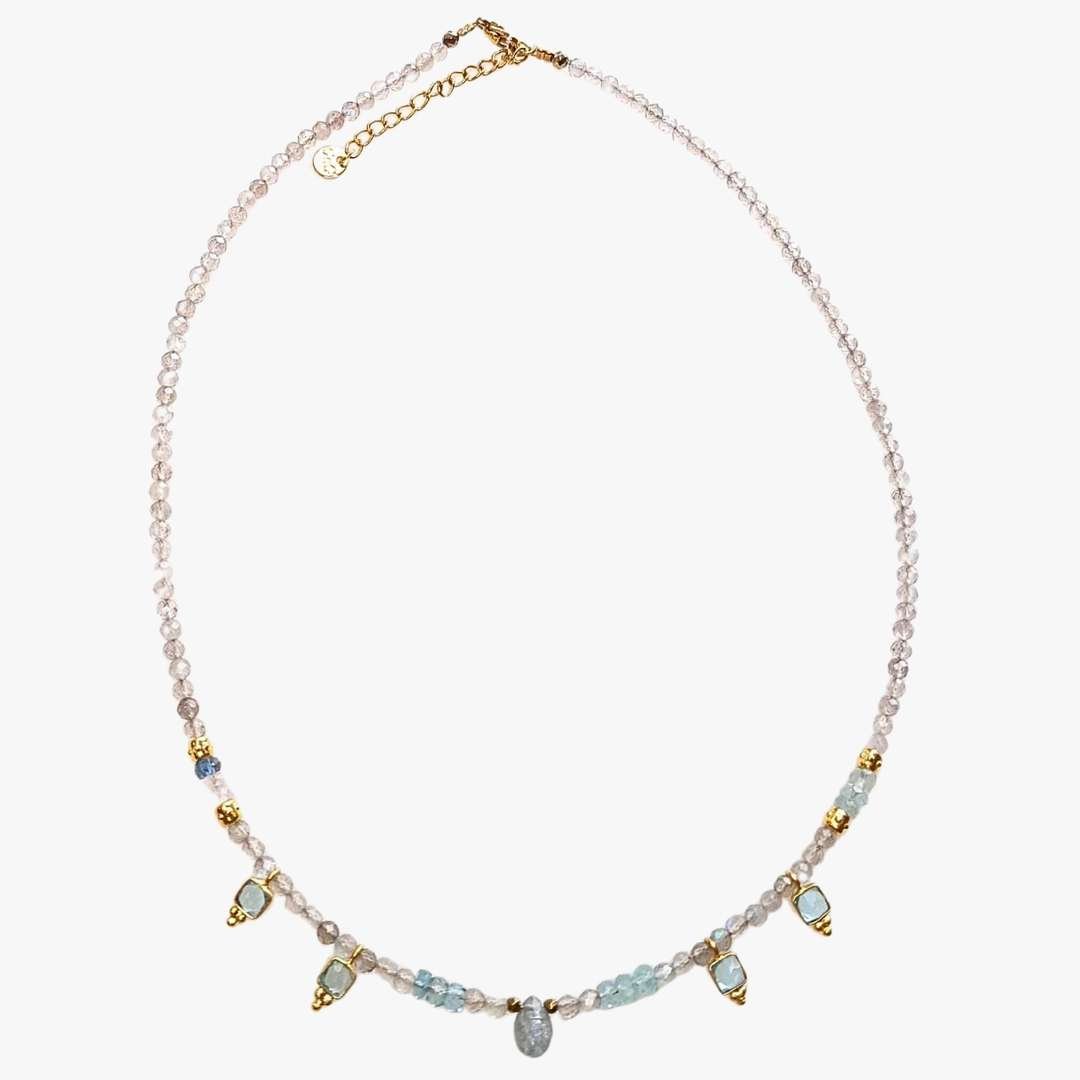 Aquamarine, apatite, morganite and labradorite necklace GINANDGER Multicolored