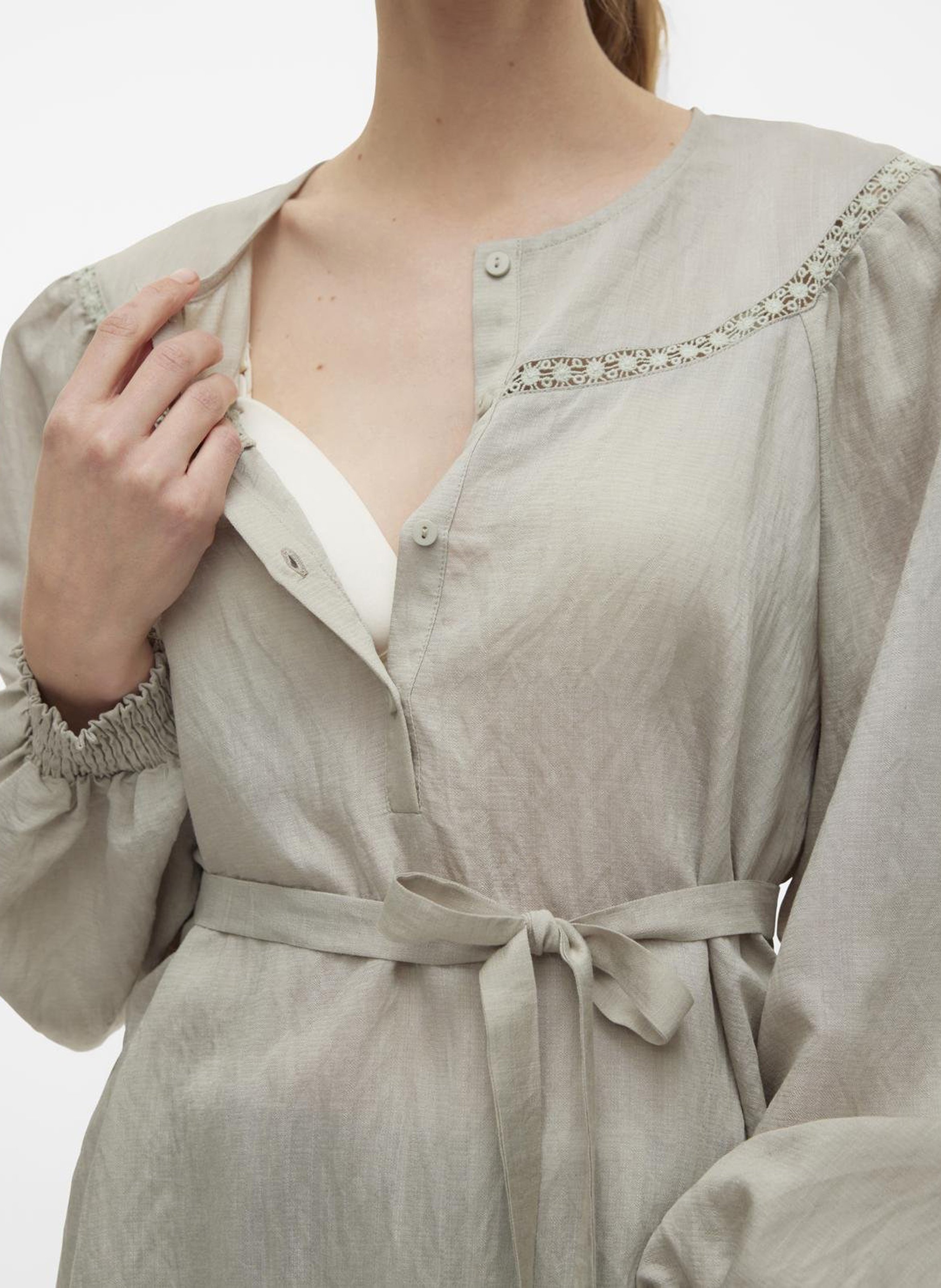 Blouse droite de grossesse col rond  MAMALICIOUS Gris