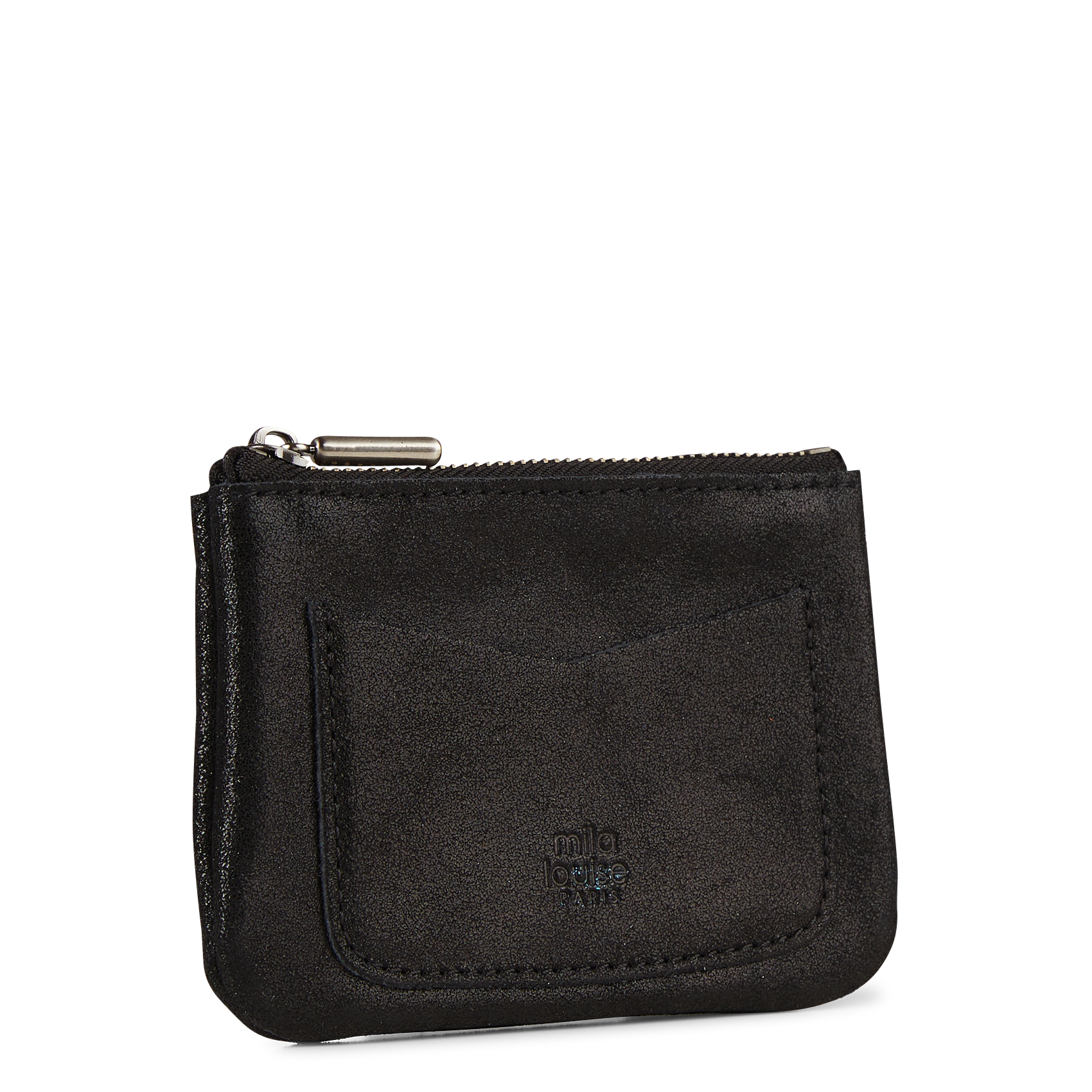 Leren portemonnee MILA LOUISE Zwart
