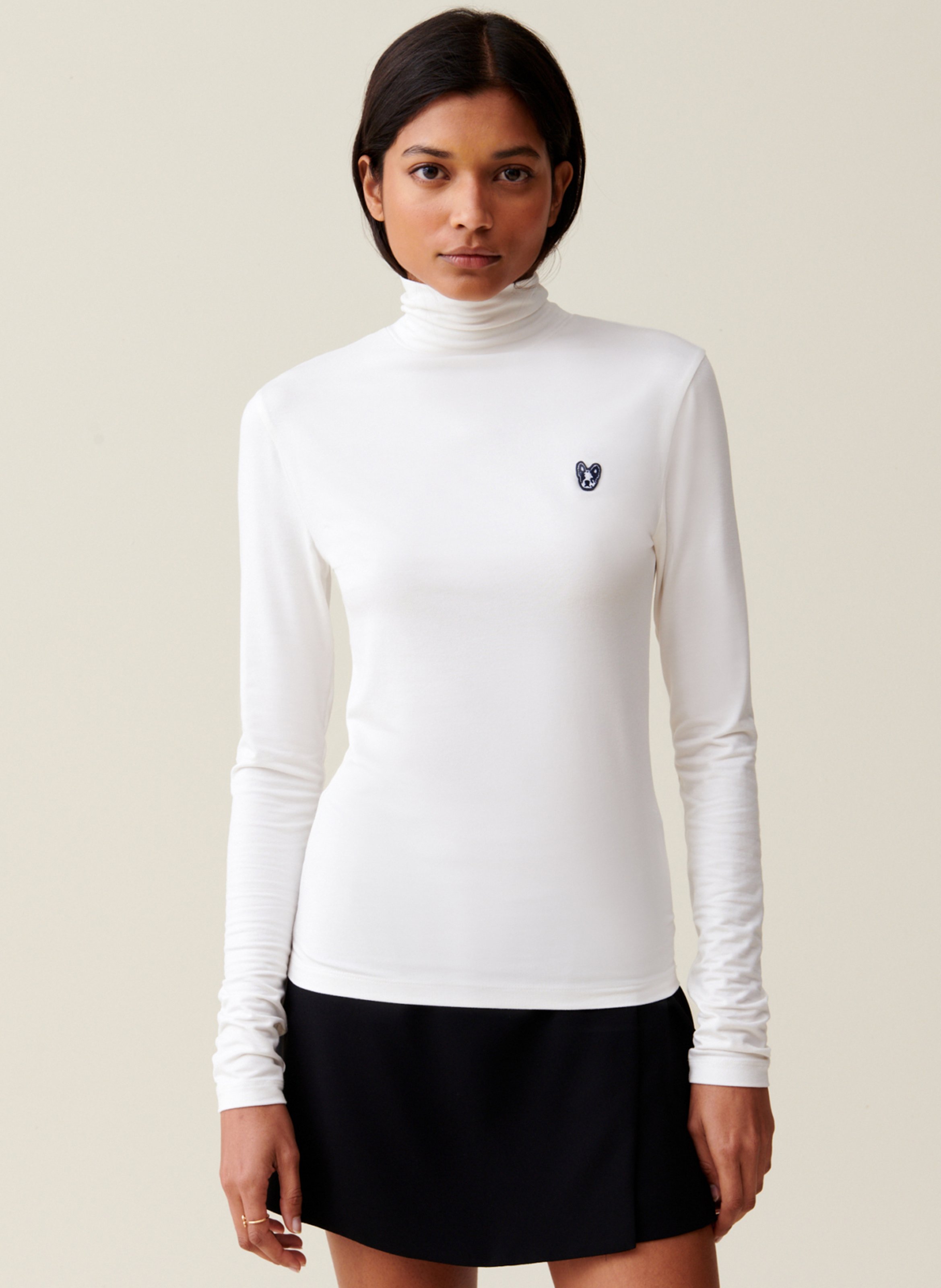 Top à Basque Noir Claudie Pierlot Avec Inserts Cuir - Manches 3/4, Taille M/L, Vintage