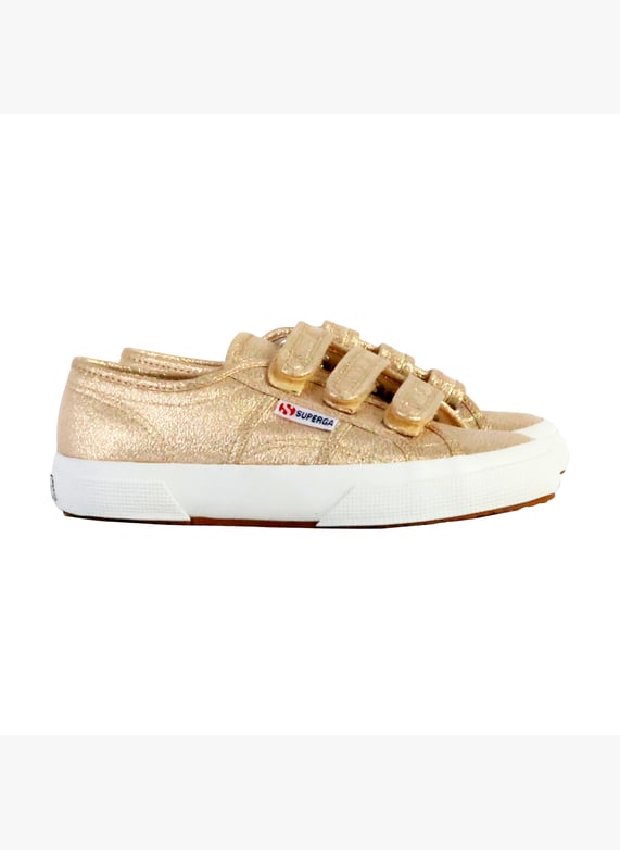 Basket Basse a Scratch Superga Straps Lame Or Jaune Superga Femme 236705 Place des Tendances