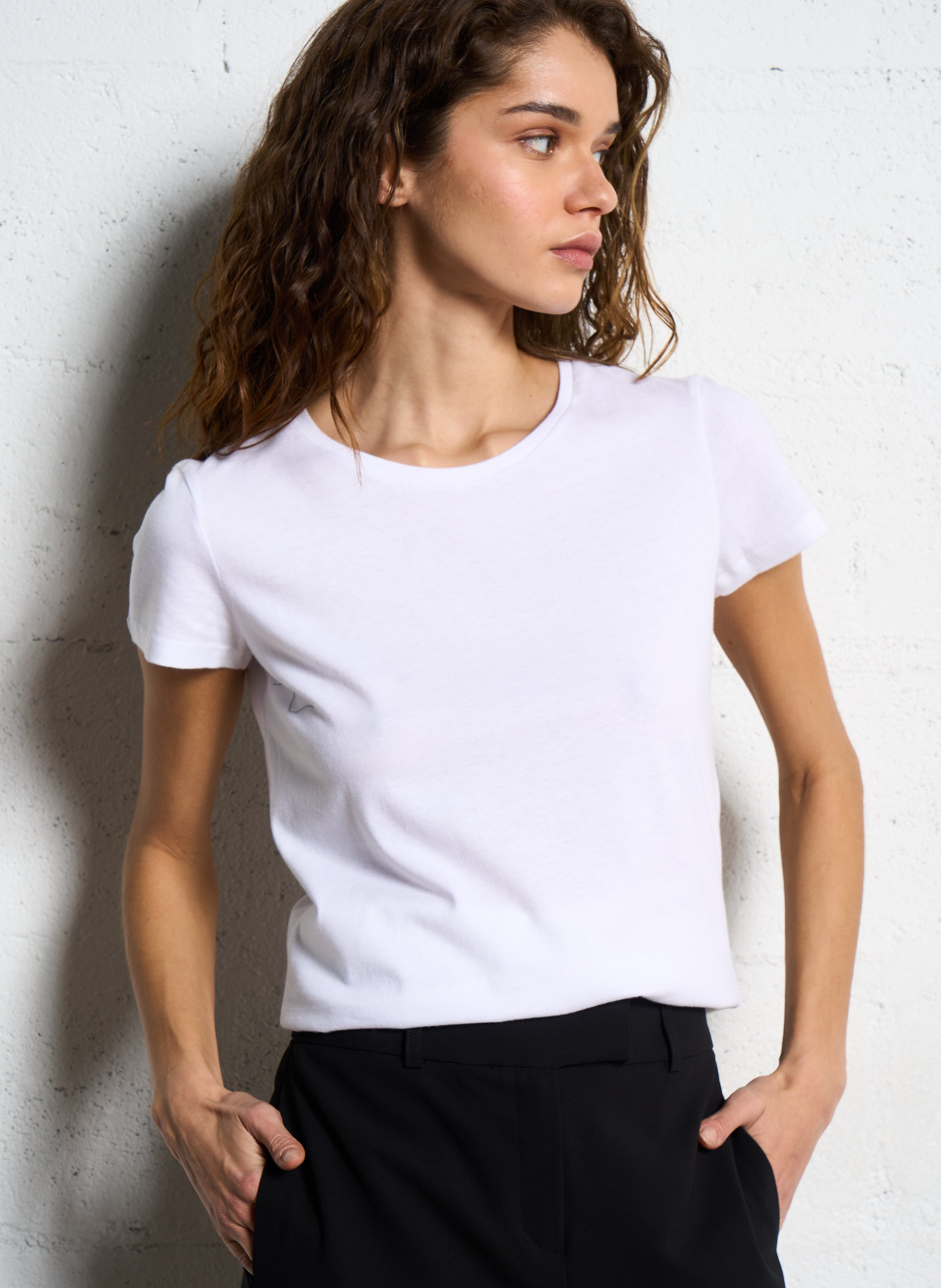 Tee-shirt col rond en coton MAJESTIC FILATURES
