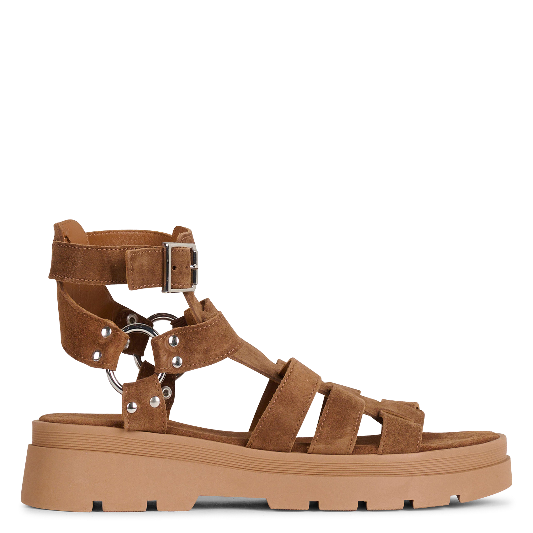 Sandales plates multibrides en cuir MELLOW YELLOW Marron