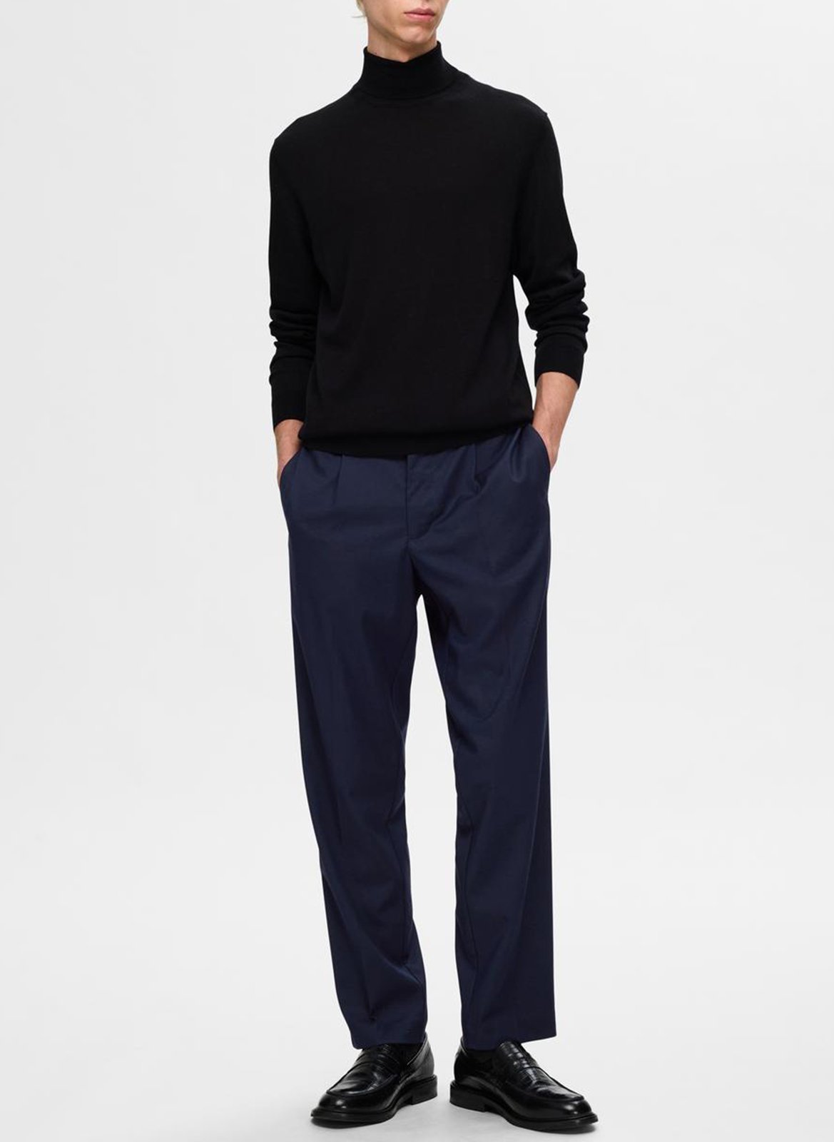 Straight pleated pants SELECTED Blue