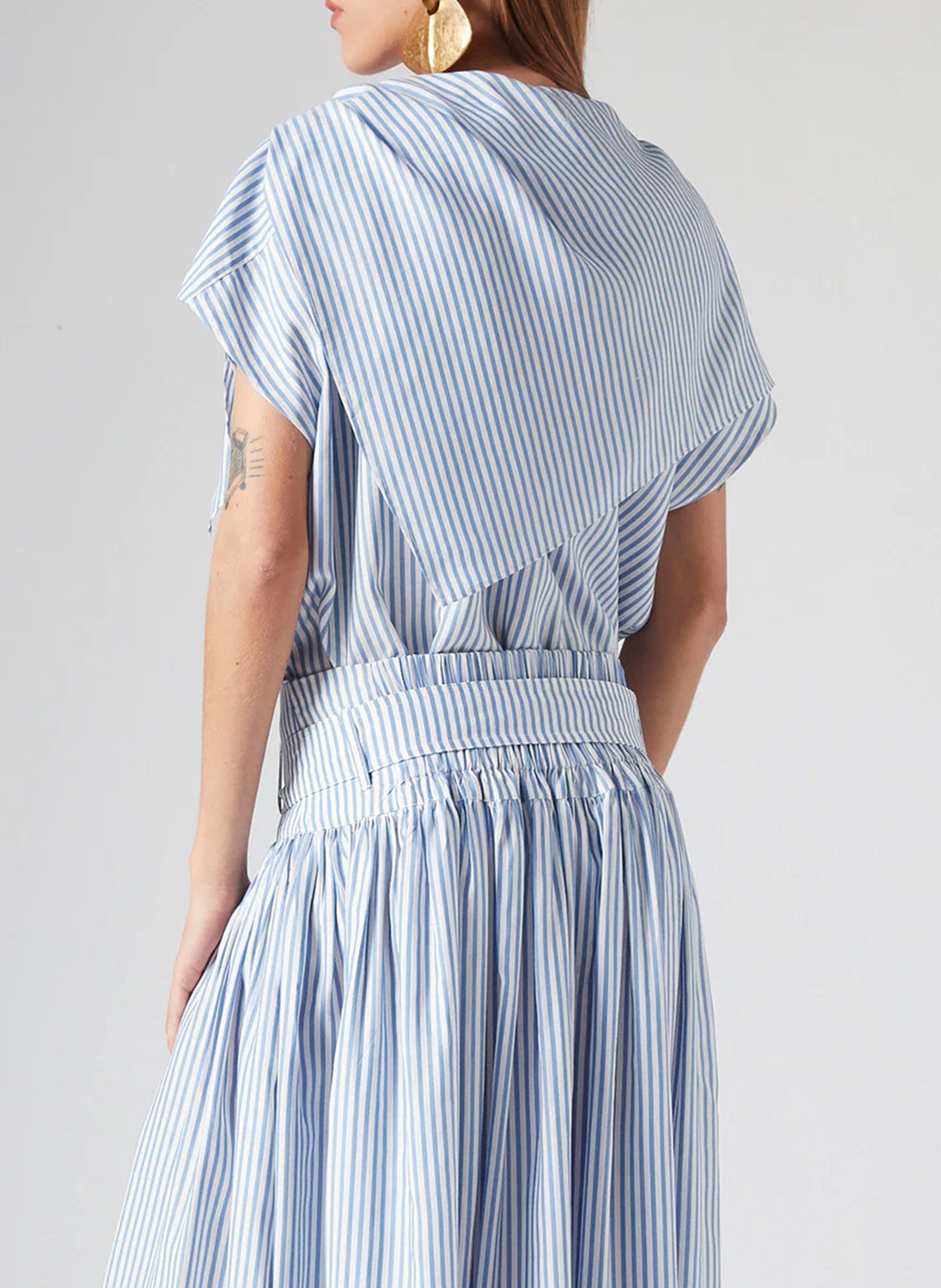 Short-sleeved striped top with scarf THE LABEL EDITION Blue