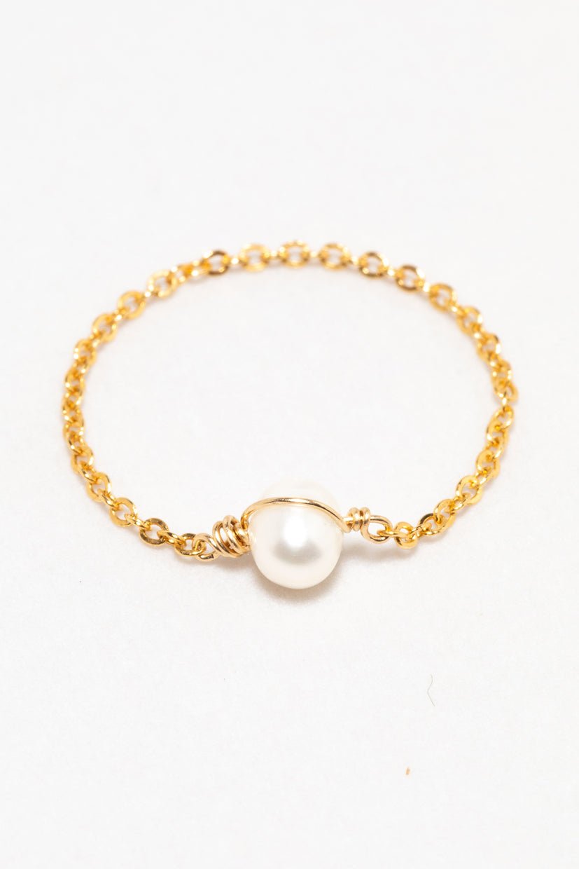 Bague chaînette perle YAY White
