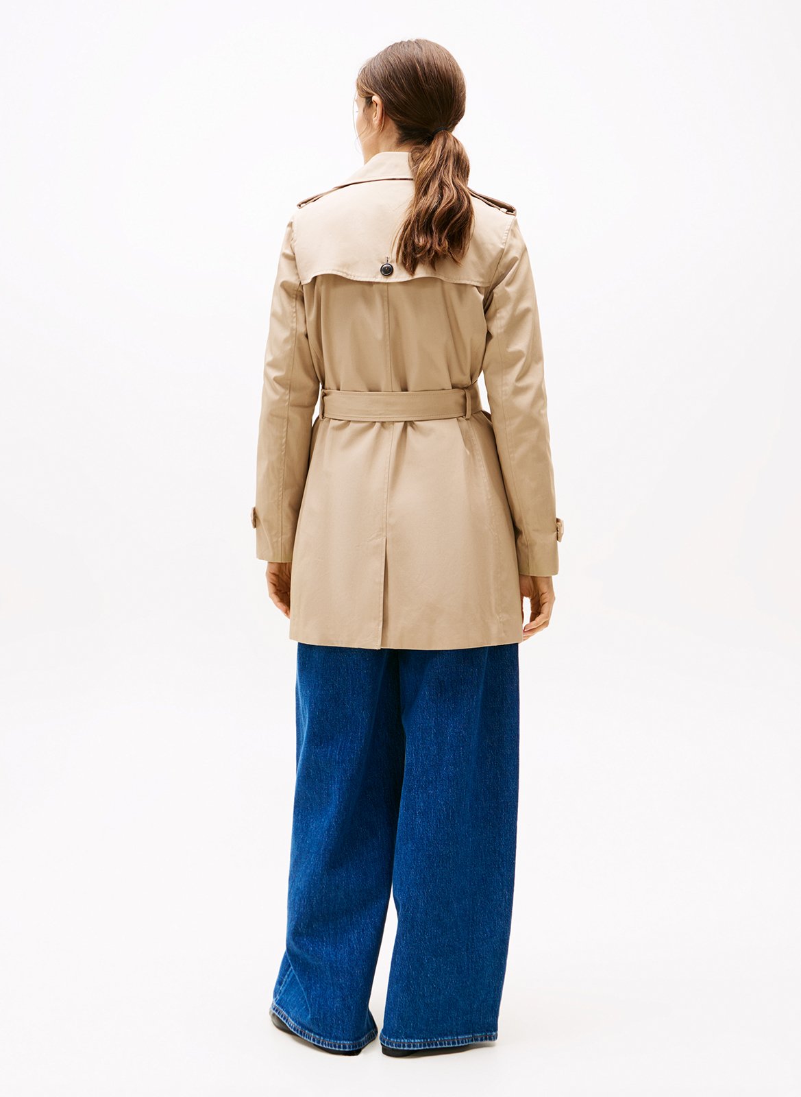 Trench droit en coton bio TOMMY HILFIGER Beige