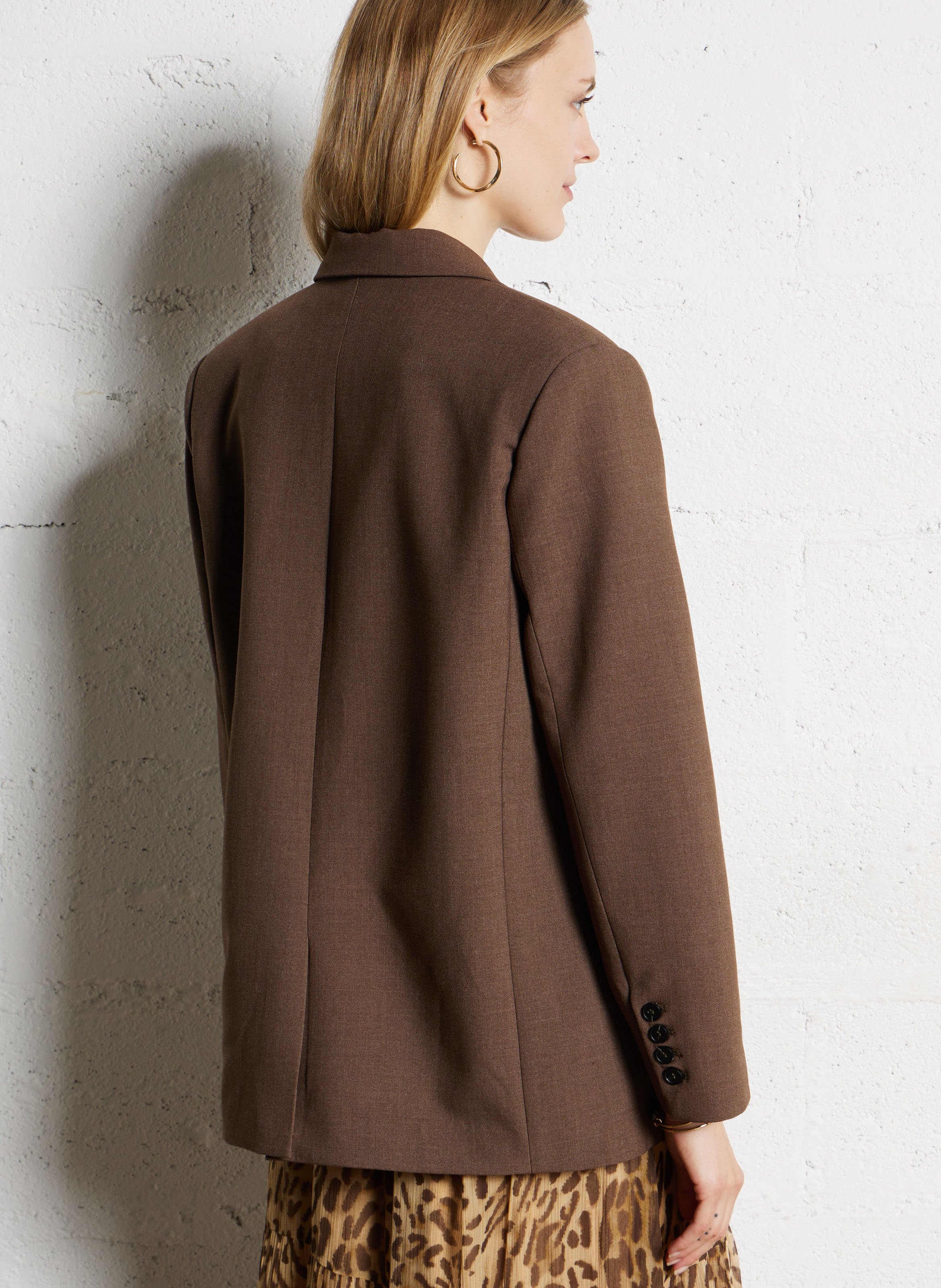 Veste droite col tailleur SUNCOO Marron