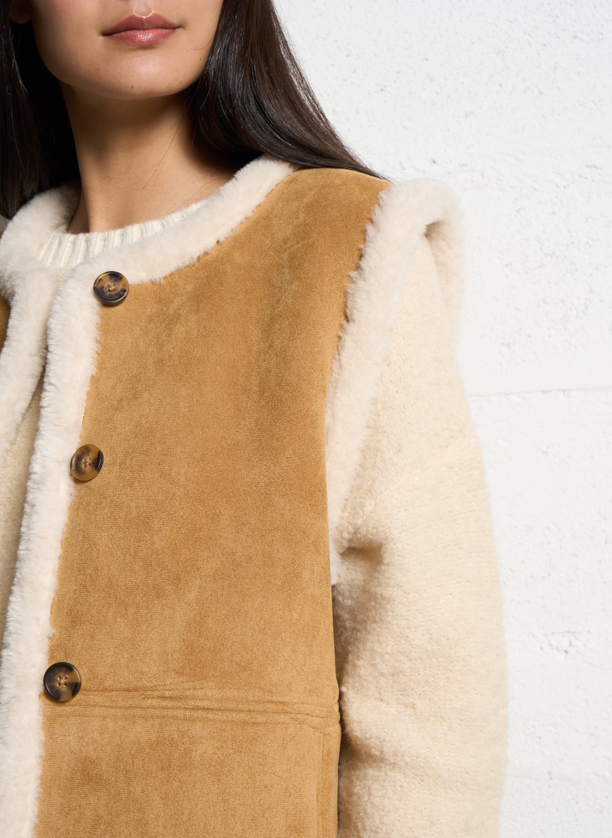 Veste droite col rond JC SOPHIE Beige