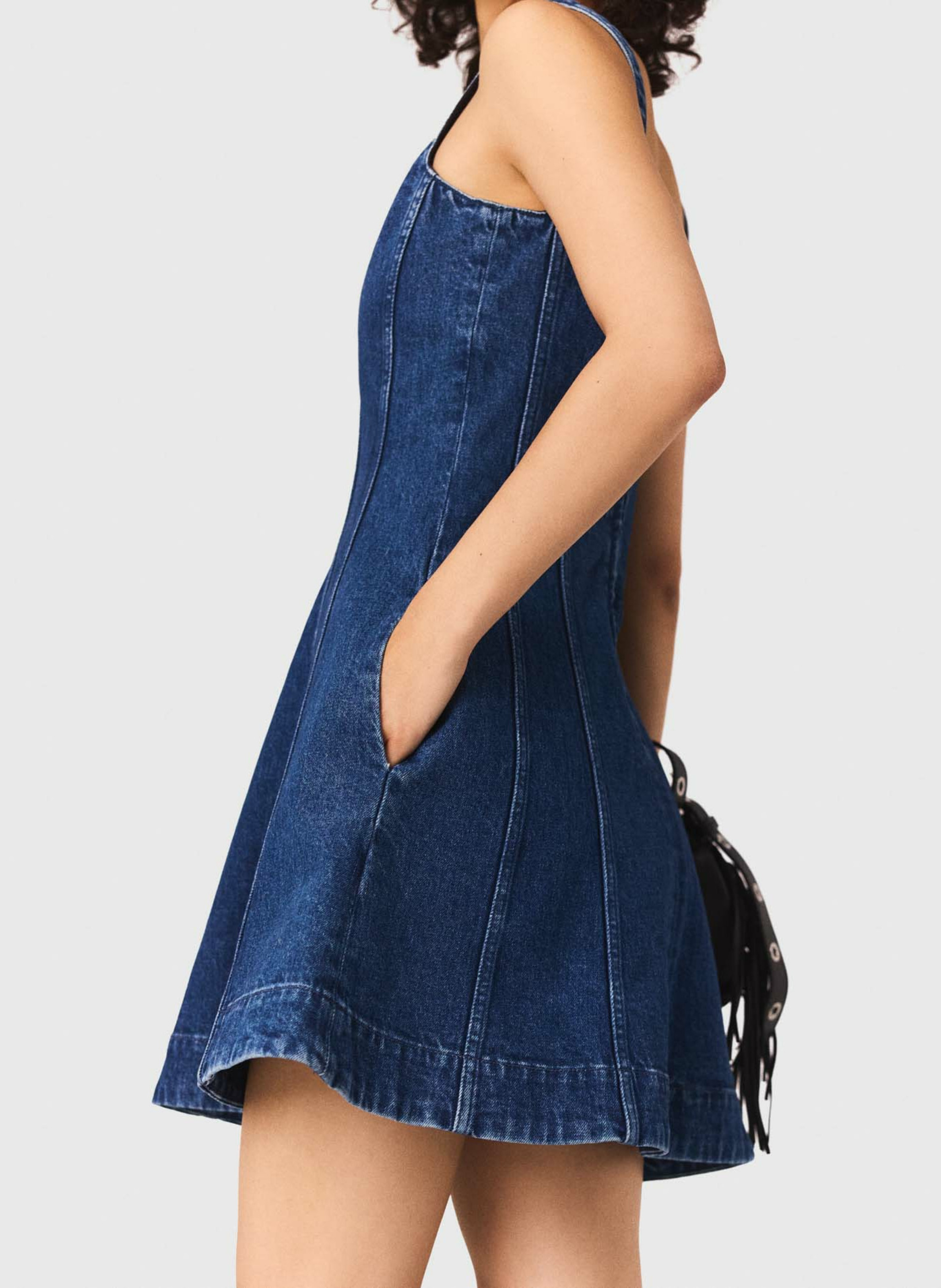 Robe courte évasée en denim MAJE Bleu