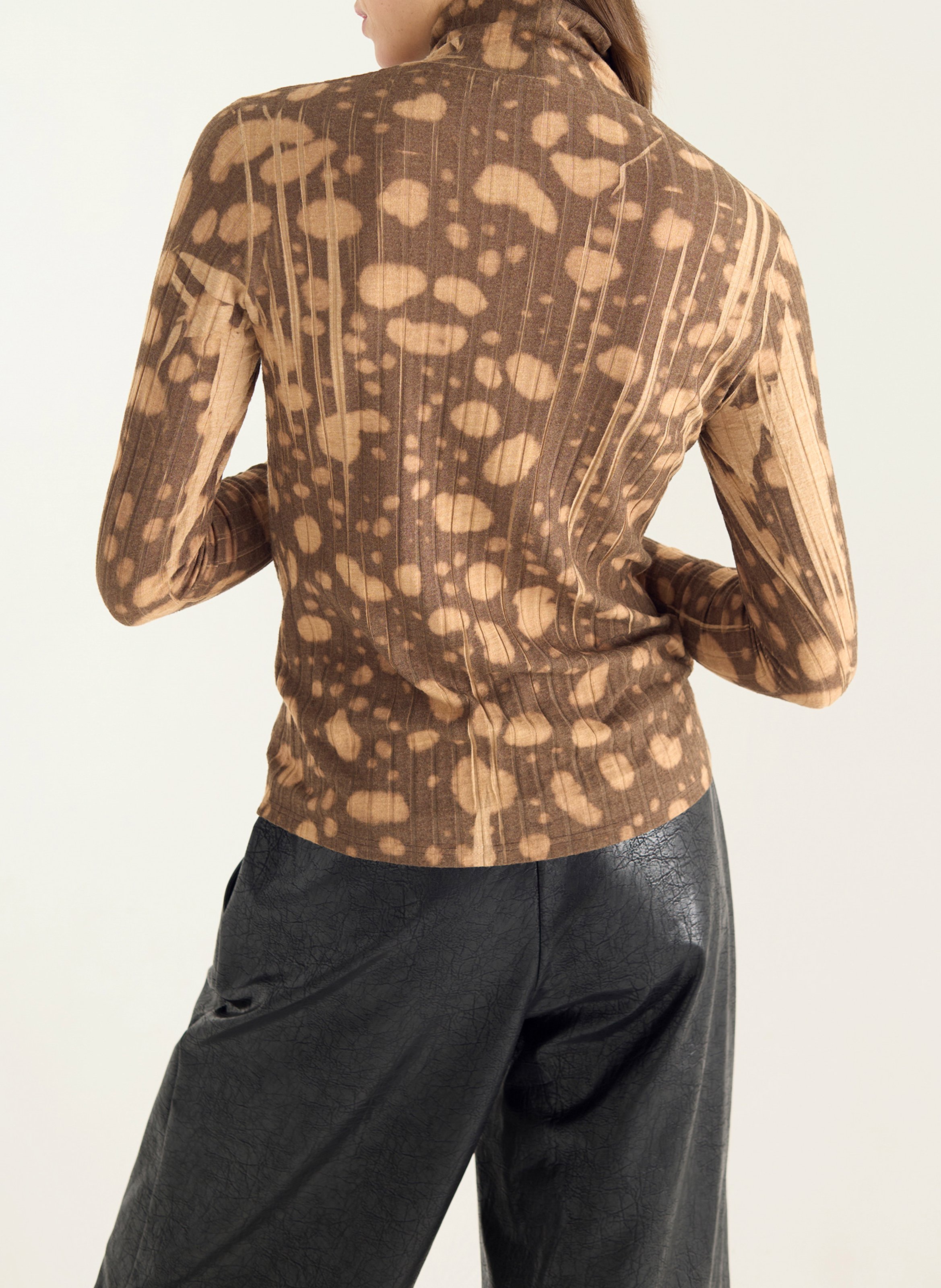 Tee-shirt droit col montant  COTELAC Marron