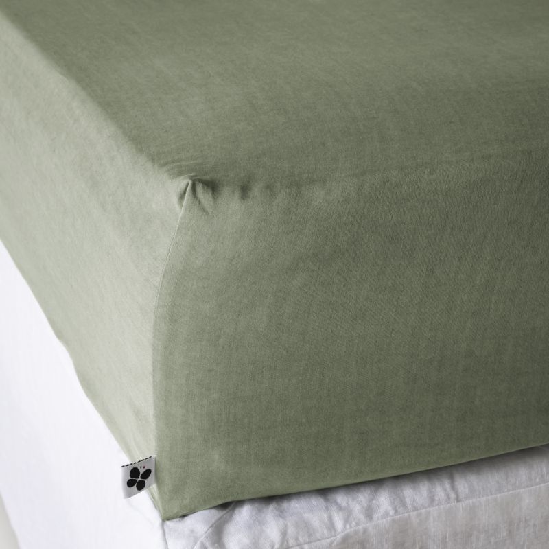 "Fitted sheet "Lysandre" all sizes in "lyocell" butterfly effect" L'EFFET PAPILLON Green