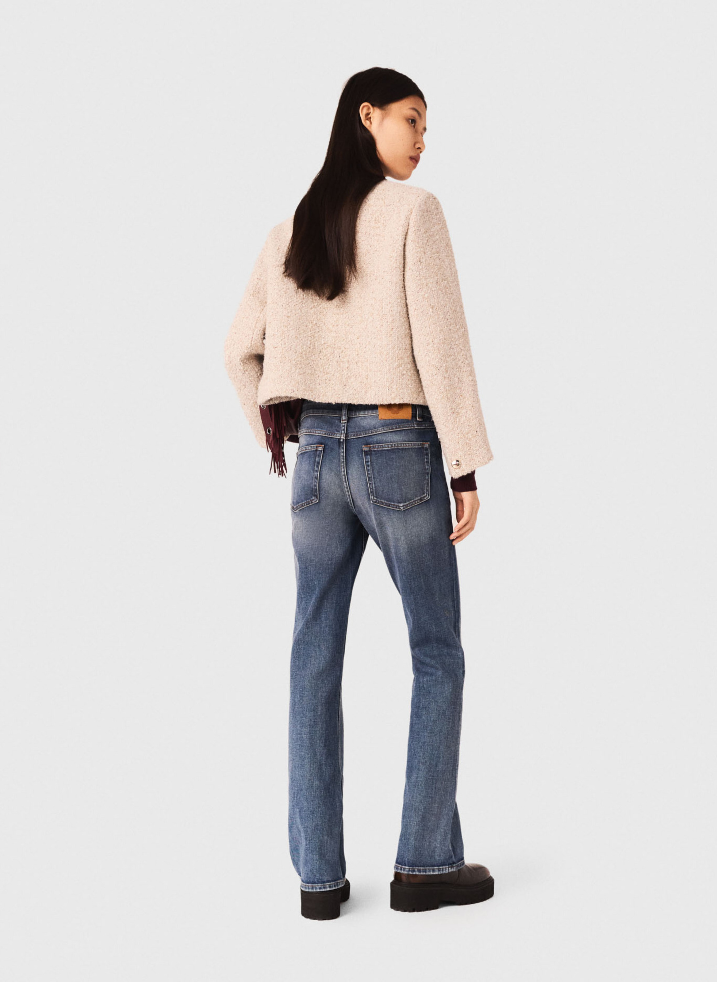 Veste courte boutonnée effet tweed MAJE Beige