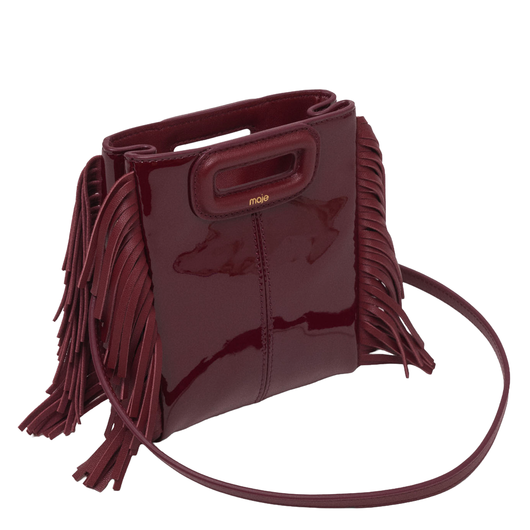 Sac bandoulière en cuir vernis MAJE Rouge