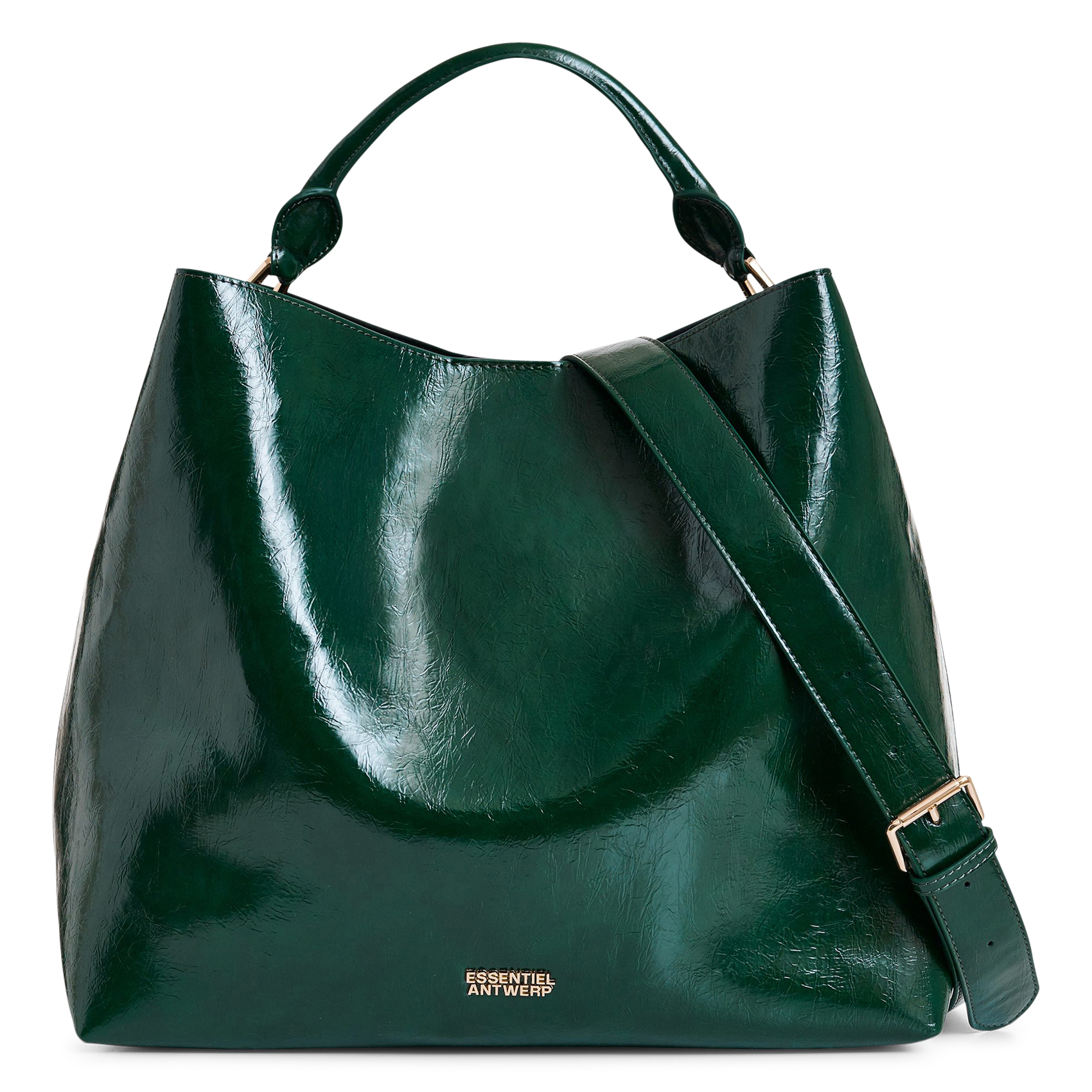 Cabas effet cuir brillant Ihurley Vert fonce Essentiel antwerp