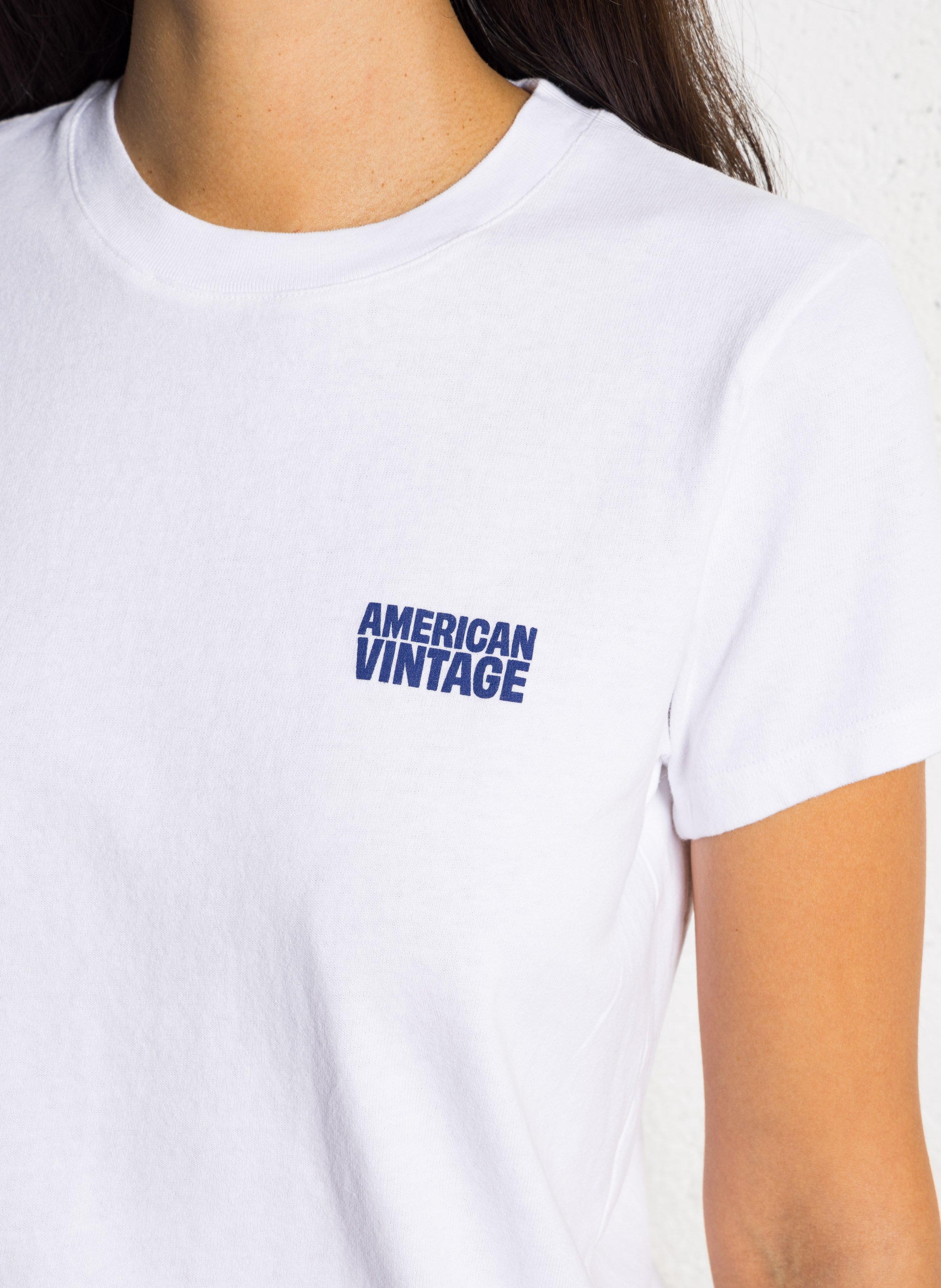 Tee-shirt droit col rond en coton AMERICAN VINTAGE Blanc