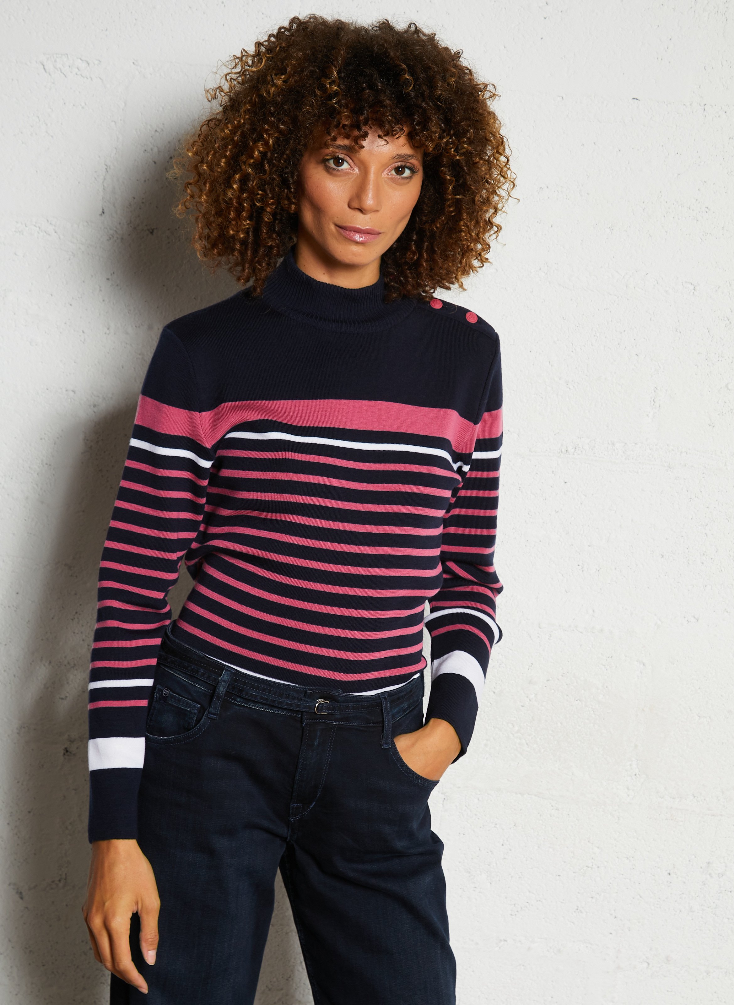 Pull marin col montant en laine ARMOR LUX Bleu