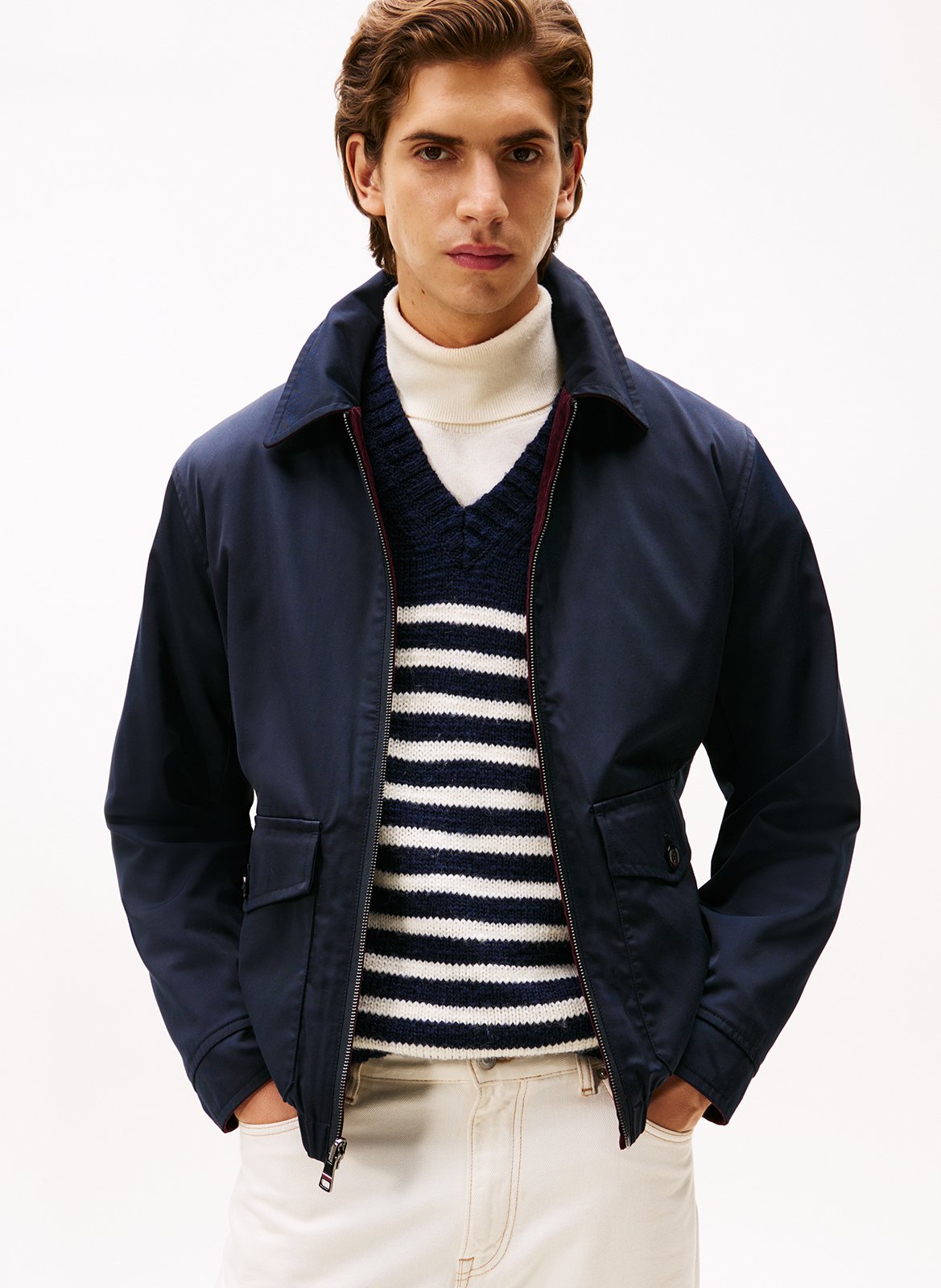 Gerade geschnittene Baumwolljacke mit klassischem Kragen TOMMY HILFIGER Pflaume