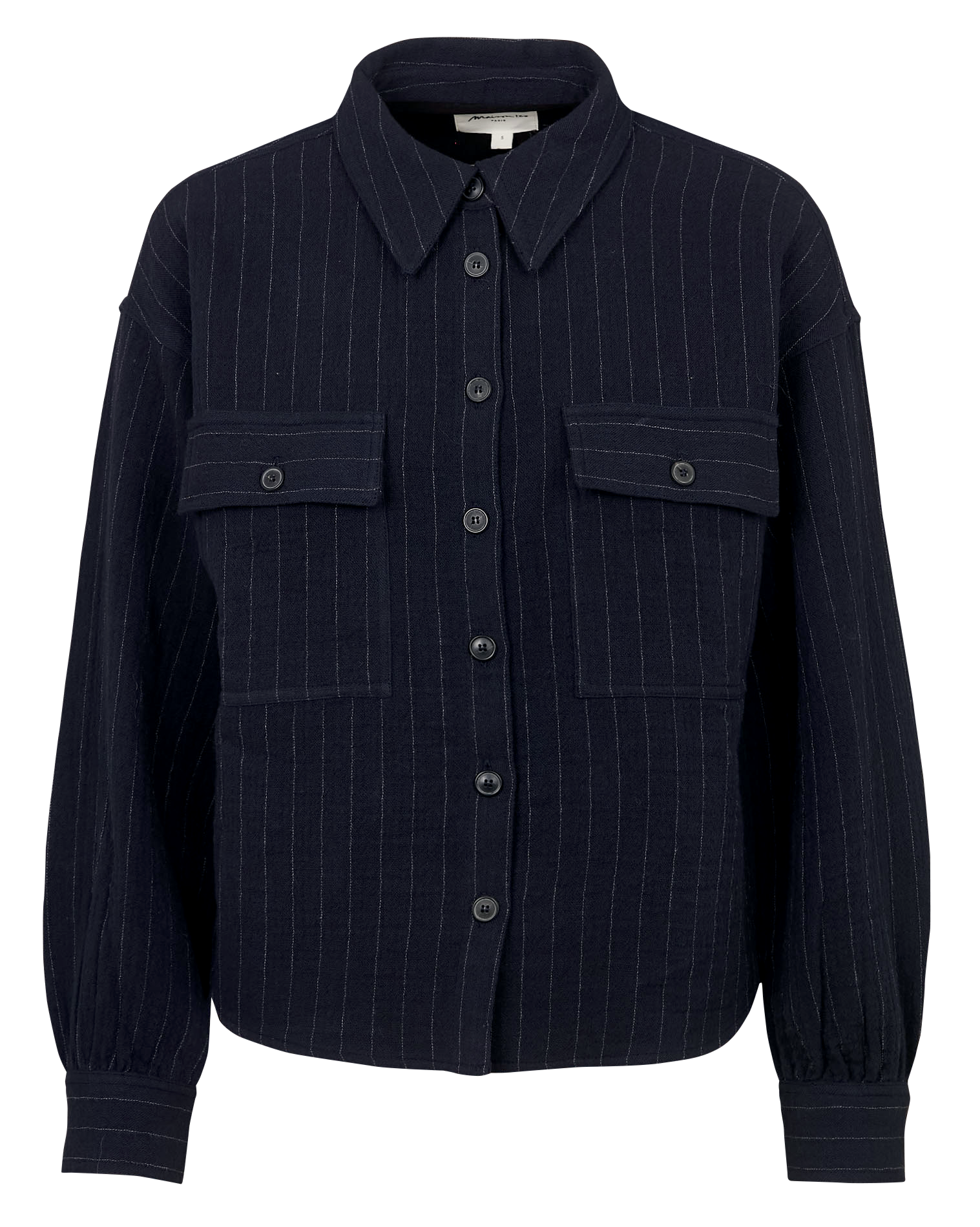 Chemise droite col classique en coton mélangé rayé MAISON 123 Bleu